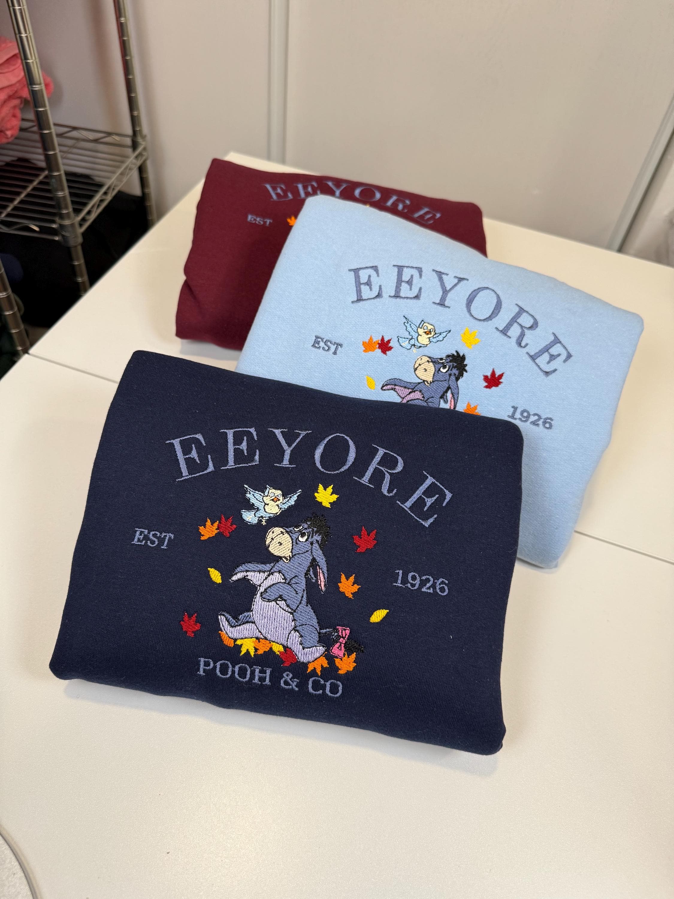 Embroidered Eeyore Fall Leaves Sweatshirt – Cozy Custom Crew Neck for Men, Women and Family Friends in Disney Matching Style - photo 5