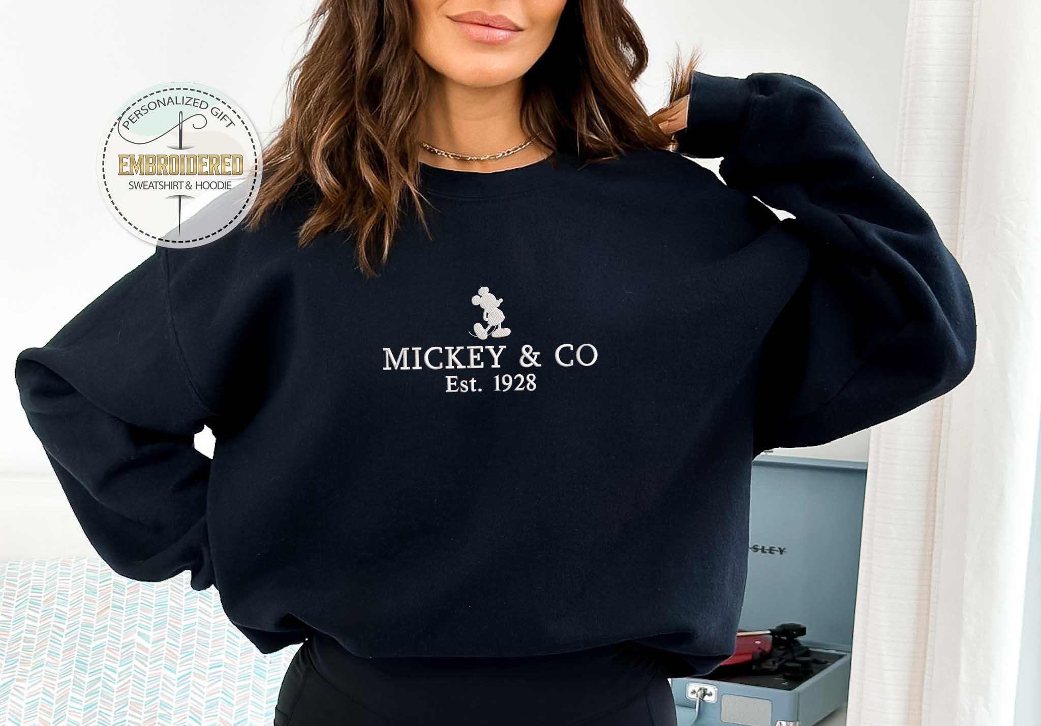 Retro Mickey and Co 1928 Embroidered Sweatshirt – Disney Vacation Shirt for Disneyworld and Disneyland