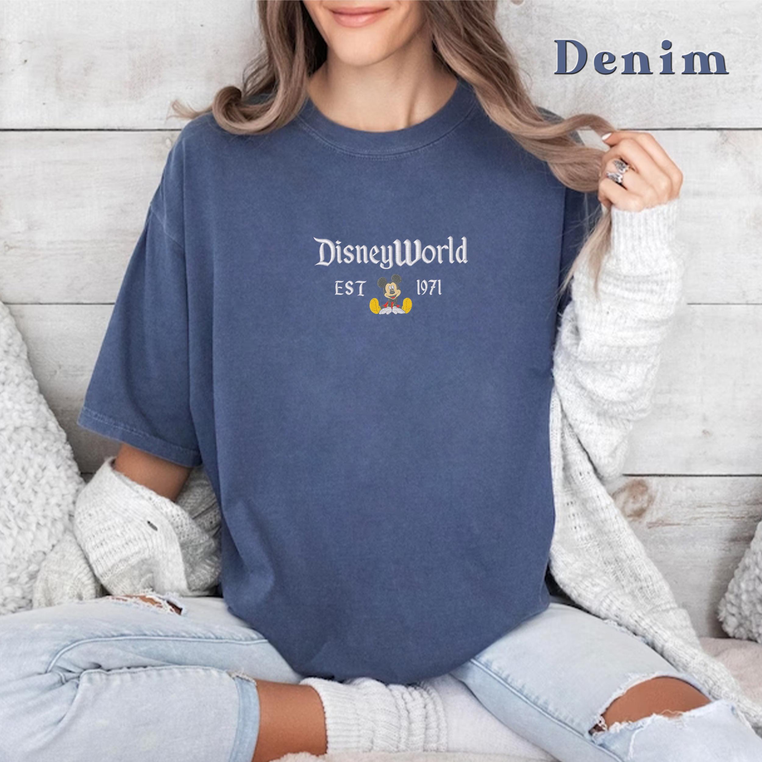 Embroidered Disney World Florida Est 1971 Shirt with Mickey and Friends – Walt Disney Vacation Tee