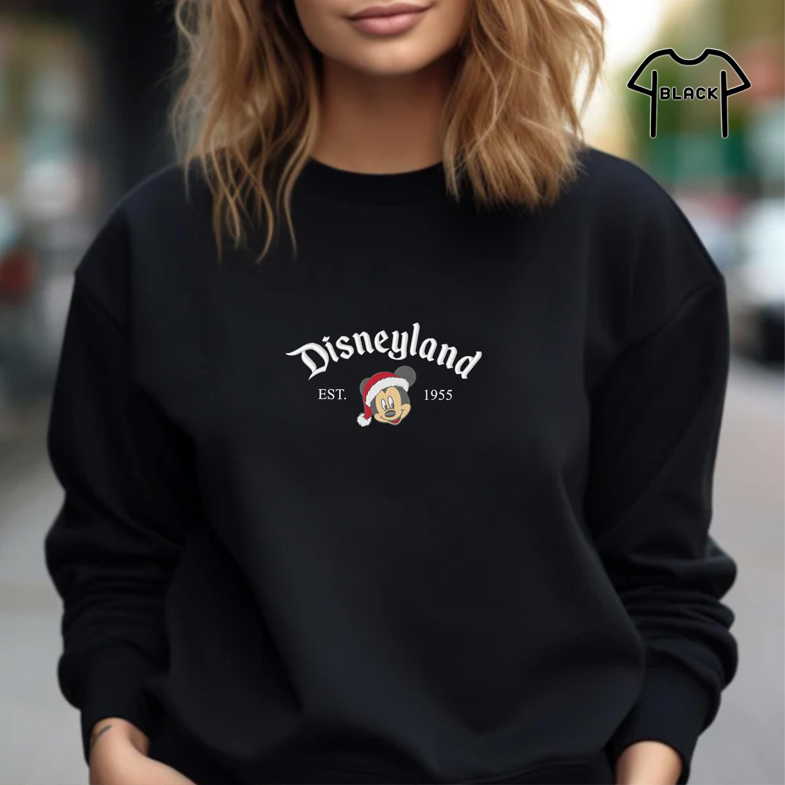 Embroidered Disneyland Est 1955 Christmas Sweatshirt with Mickey Ears – Disney Family Christmas Crewneck Sweater - photo 2