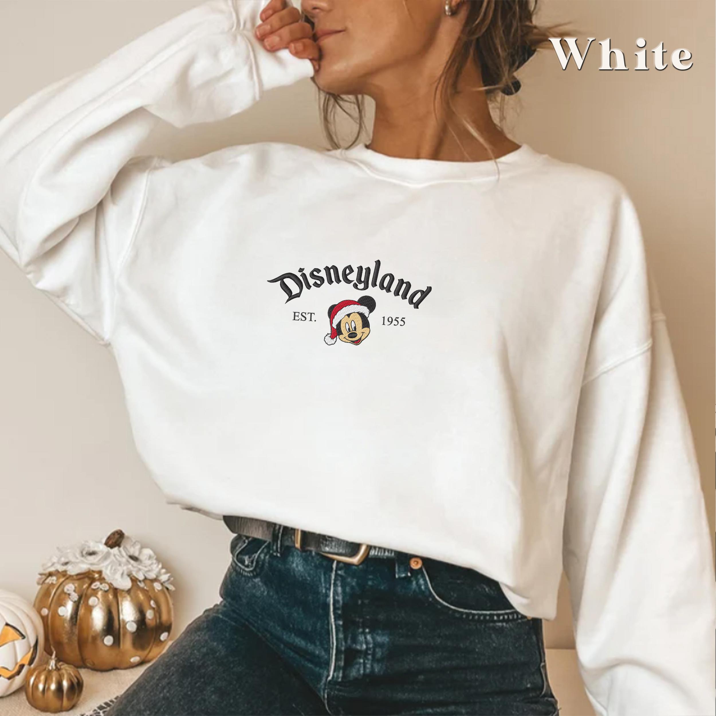 Embroidered Disneyland Est 1955 Christmas Sweatshirt with Mickey Ears – Disney Family Christmas Crewneck Sweater - photo 3