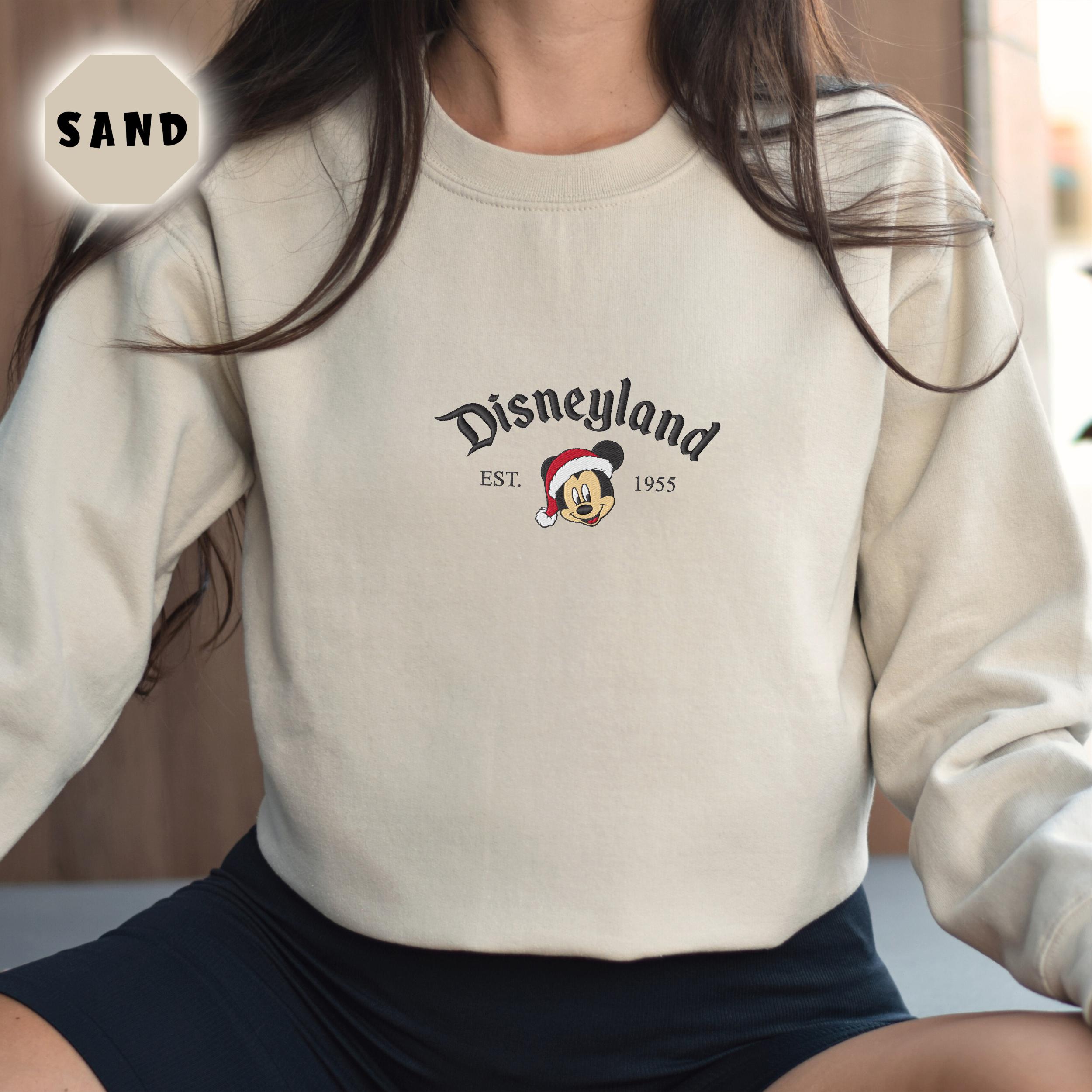 Embroidered Disneyland Est 1955 Christmas Sweatshirt with Mickey Ears – Disney Family Christmas Crewneck Sweater - photo 4
