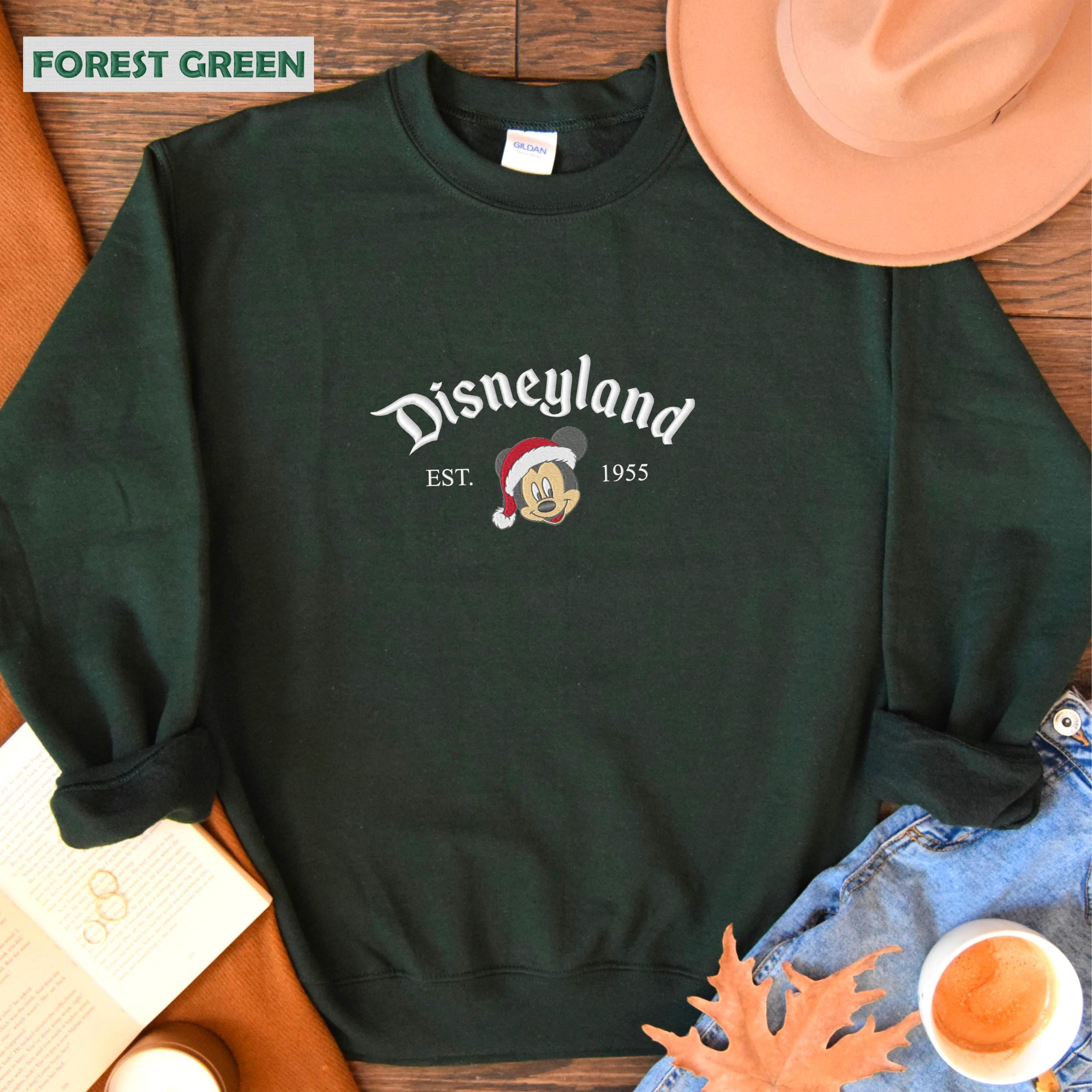 Embroidered Disneyland Est 1955 Christmas Sweatshirt with Mickey Ears – Disney Family Christmas Crewneck Sweater - photo 7
