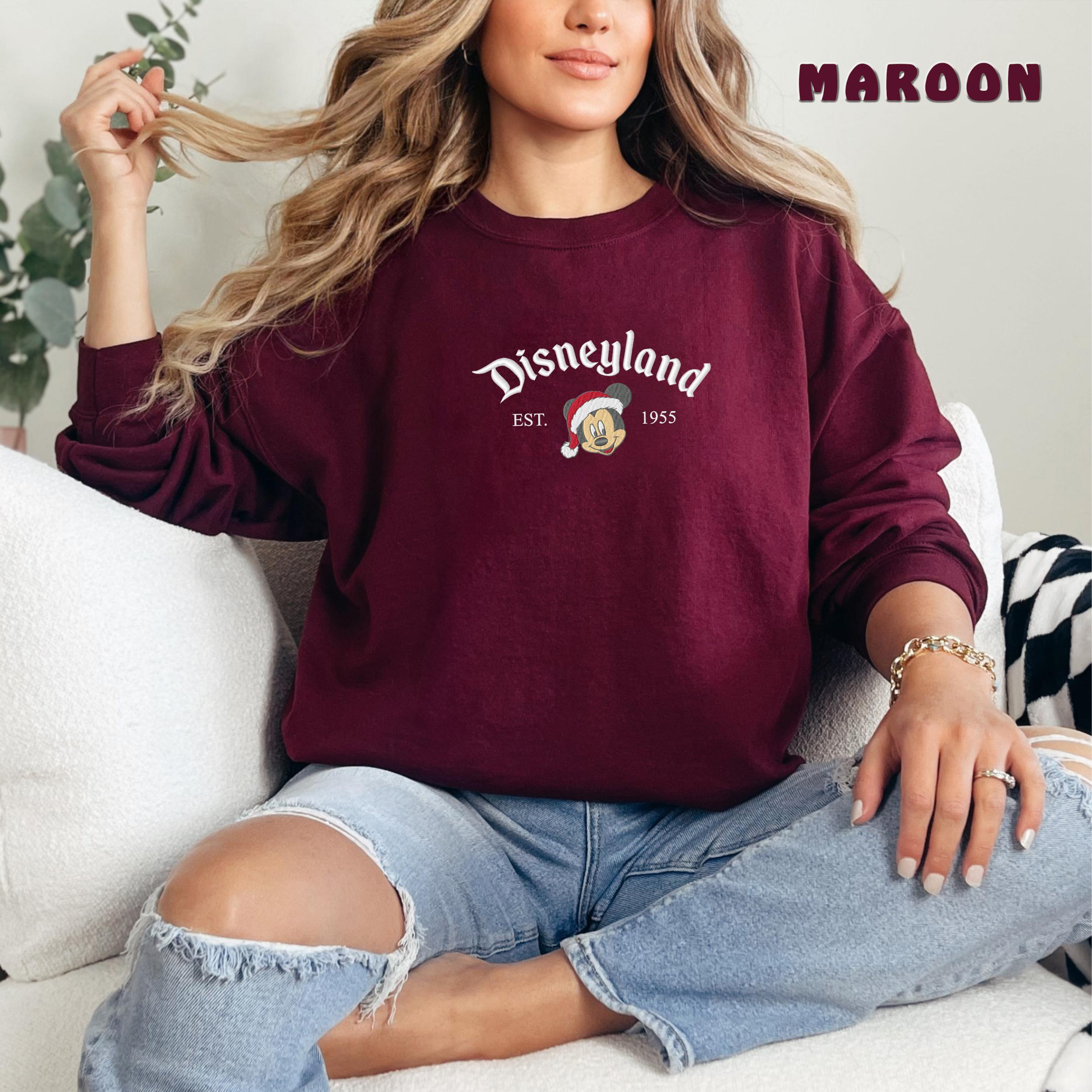 Embroidered Disneyland Est 1955 Christmas Sweatshirt with Mickey Ears – Disney Family Christmas Crewneck Sweater - photo 8