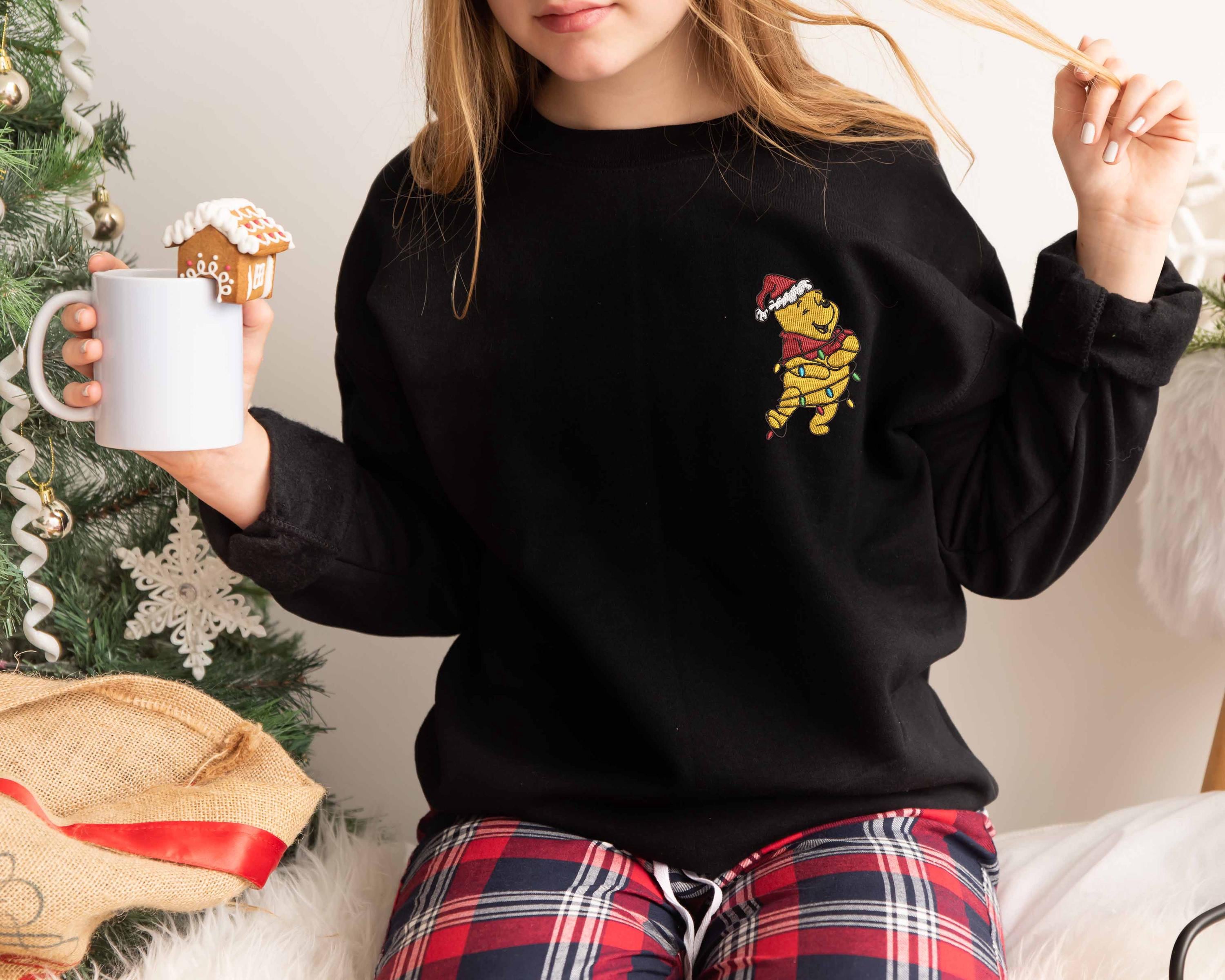 Embroidered Winnie the Pooh Christmas Lights Shirt – The Most Wonderful Time of the Year Pooh Sweatshirt - photo 2