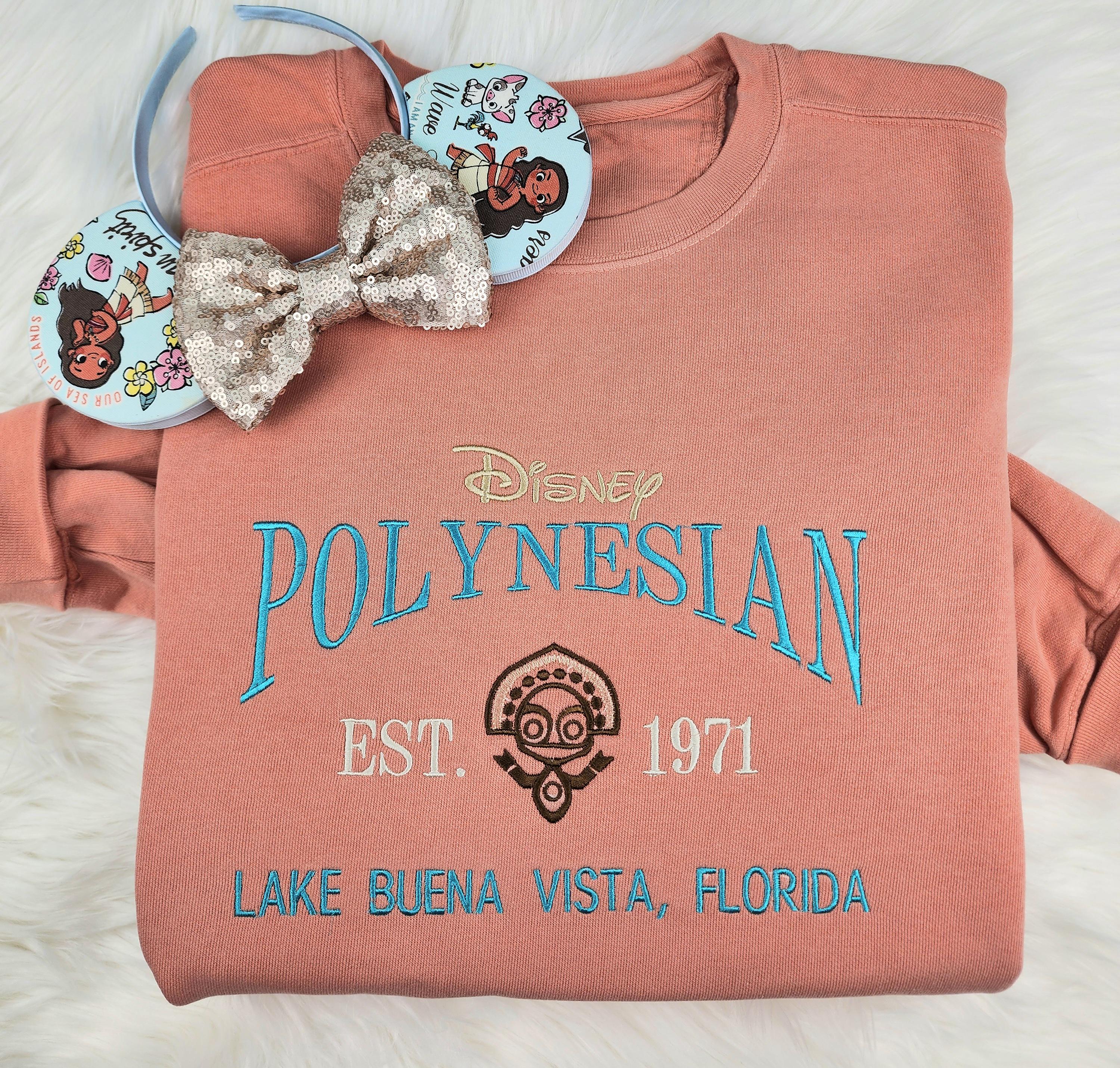Embroidered Disney Polynesian Resort Sweatshirt – Disney World Crewneck Shirt for Vacation and Park Days