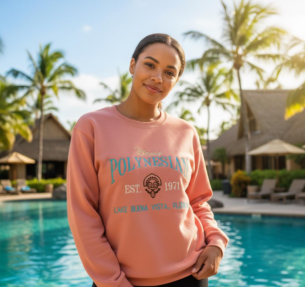 Embroidered Disney Polynesian Resort Sweatshirt – Disney World Crewneck Shirt for Vacation and Park Days - photo 2
