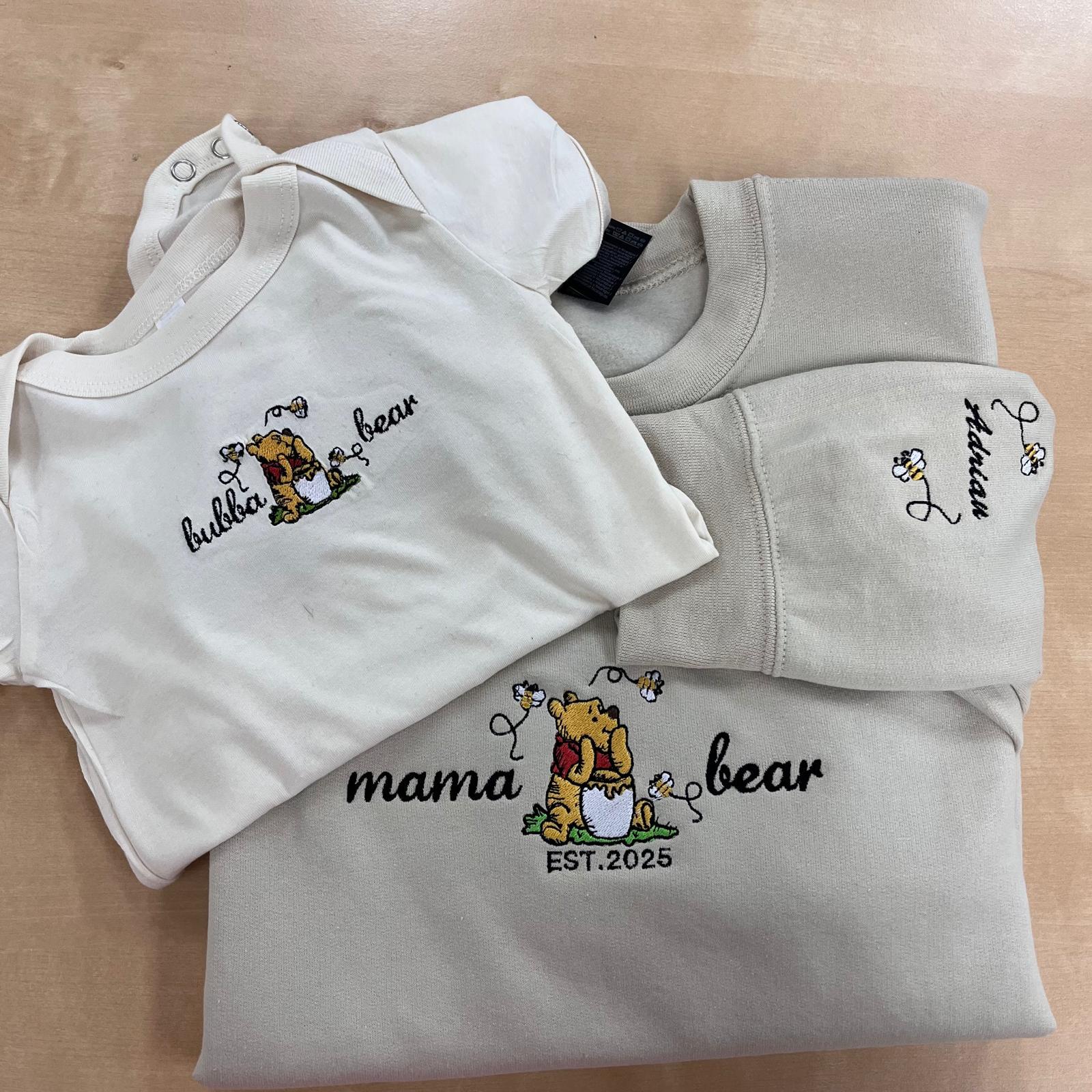 Personalized Embroidered Mama Bear Sweatshirt with Kids Names on Sleeve – Custom Disney Mom Shirt and Gift - photo 3