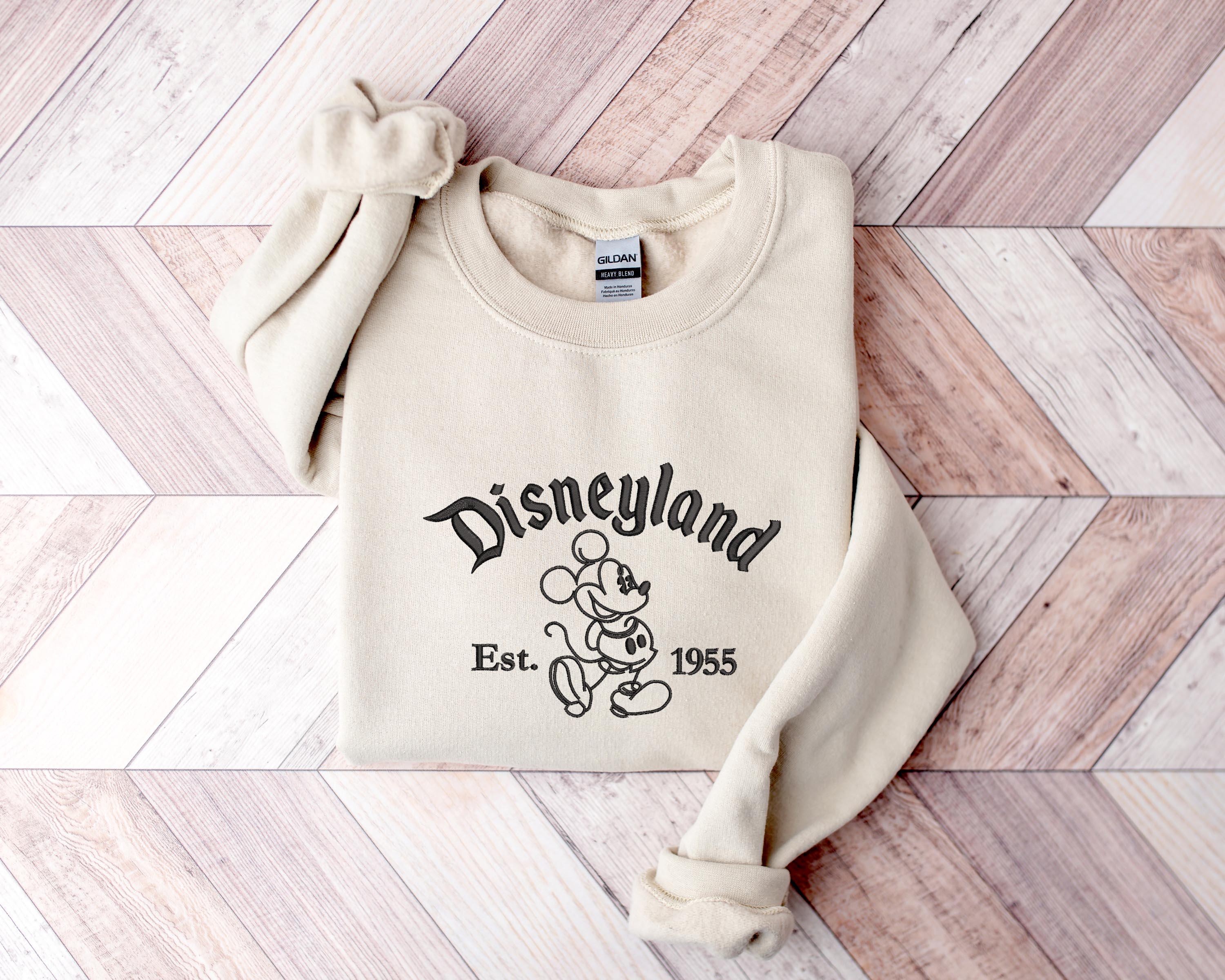 Embroidered Disneyland Sweatshirt with Mickey and Friends – Disneyland Est 1955 Trip and Vacation T-Shirt