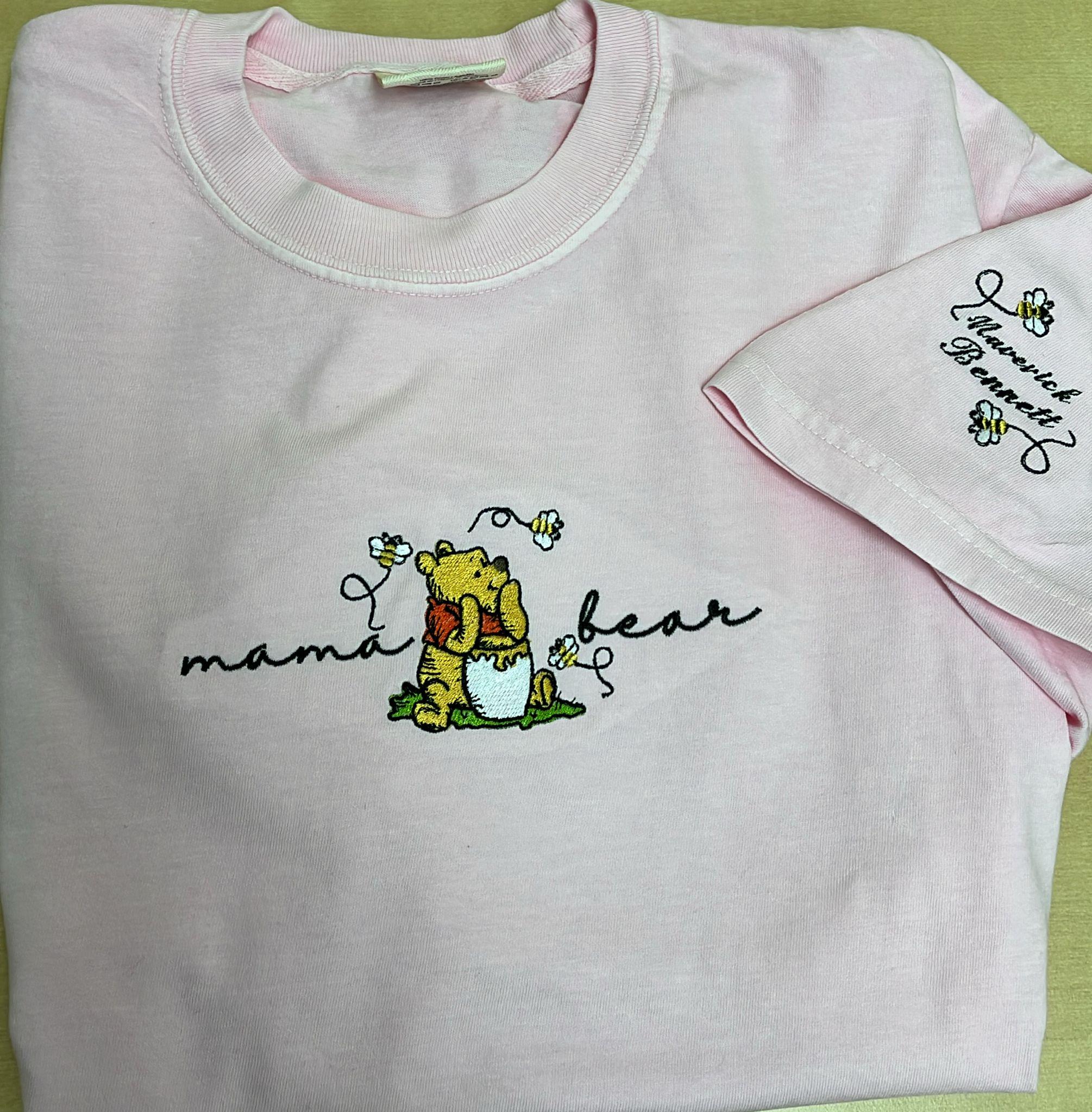 Personalized Embroidered Mama and Papa Bear Disney Sweatshirt with Kids Names on Sleeve – Custom Best Mom Gift Shirt - photo 3