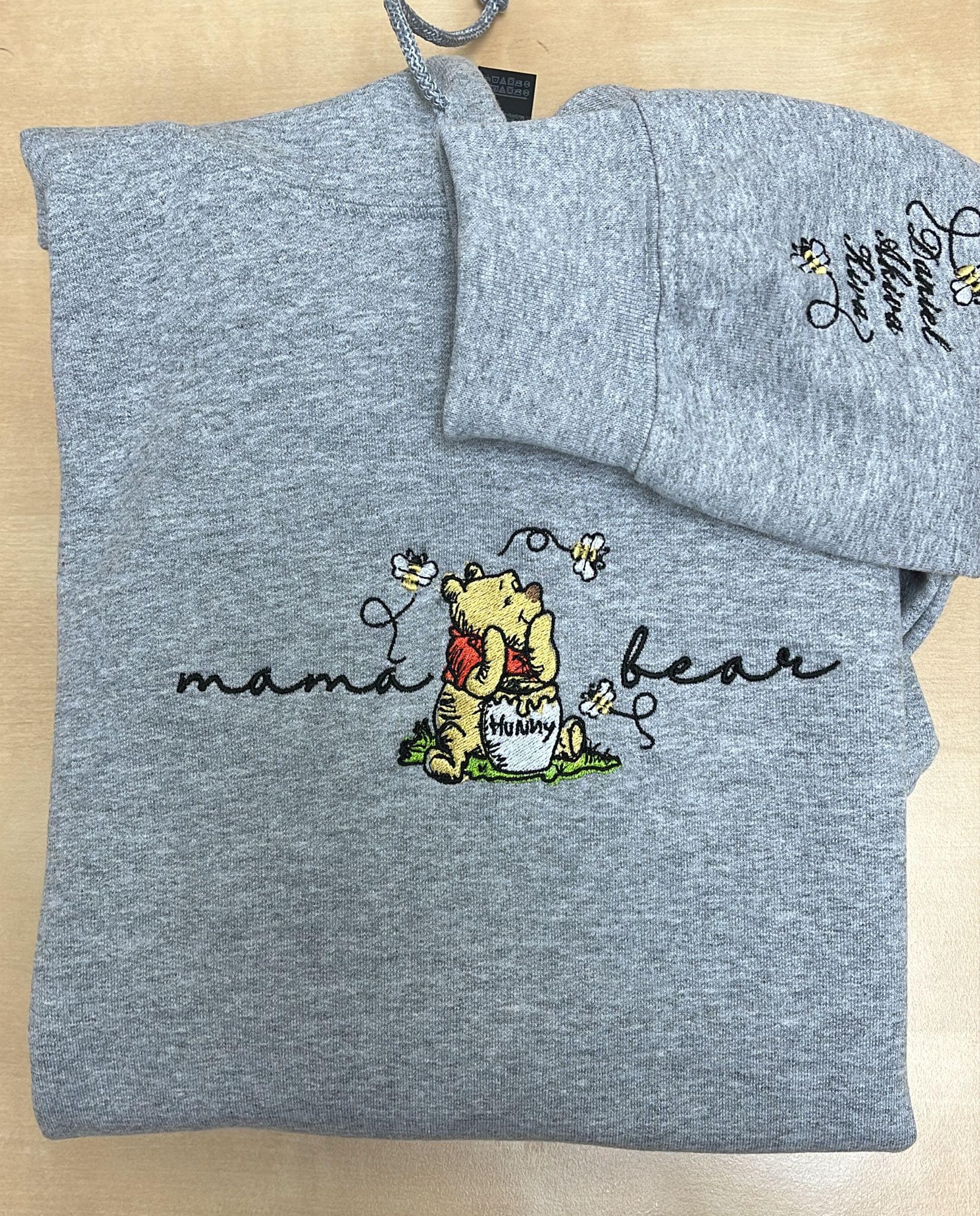 Personalized Embroidered Mama and Papa Bear Disney Sweatshirt with Kids Names on Sleeve – Custom Best Mom Gift Shirt - photo 4