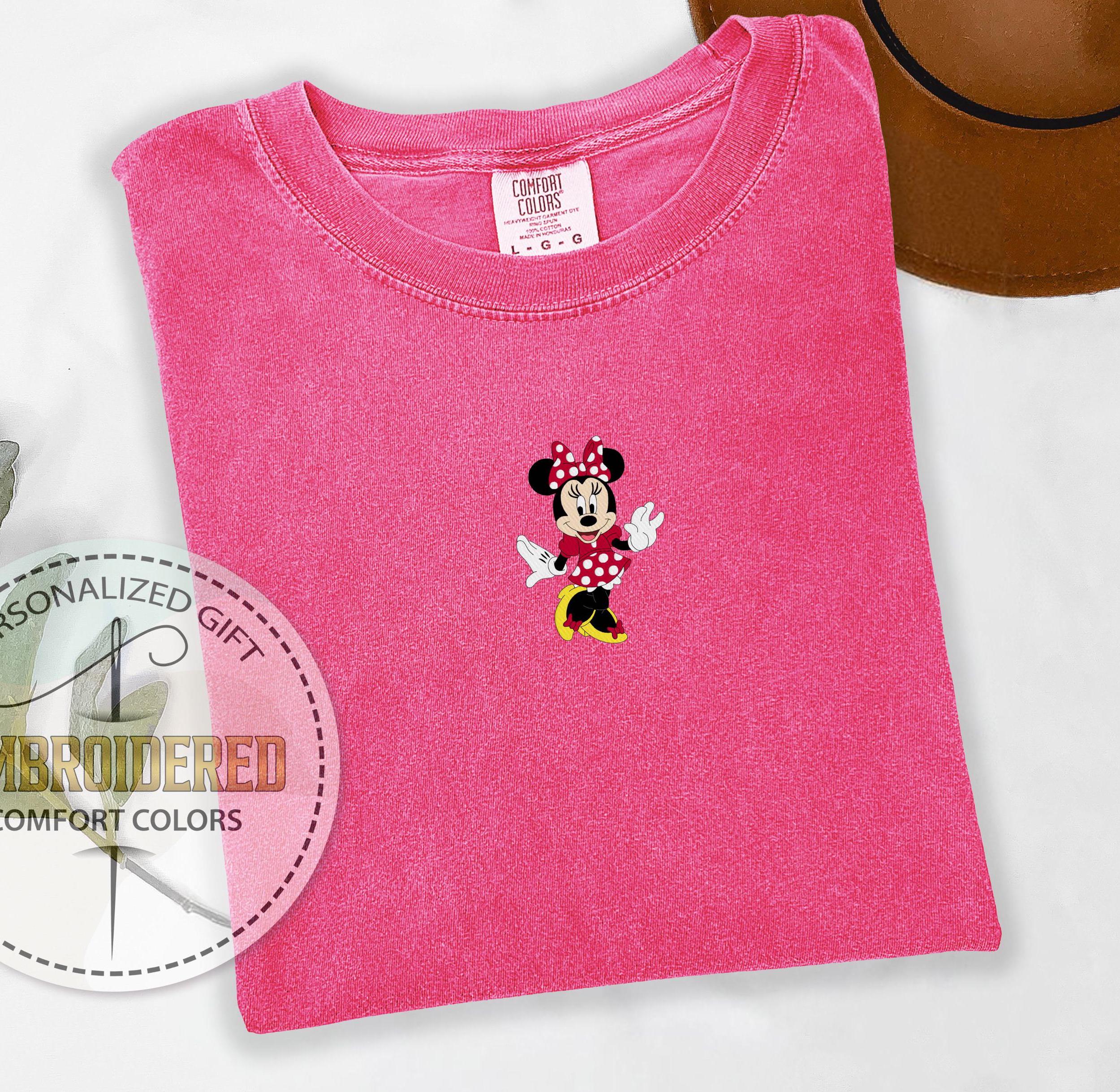 Custom Embroidered Mickey or Minnie Comfort Colors T-Shirt – Personalized Classic Disney Character Tee for Family or Couple
