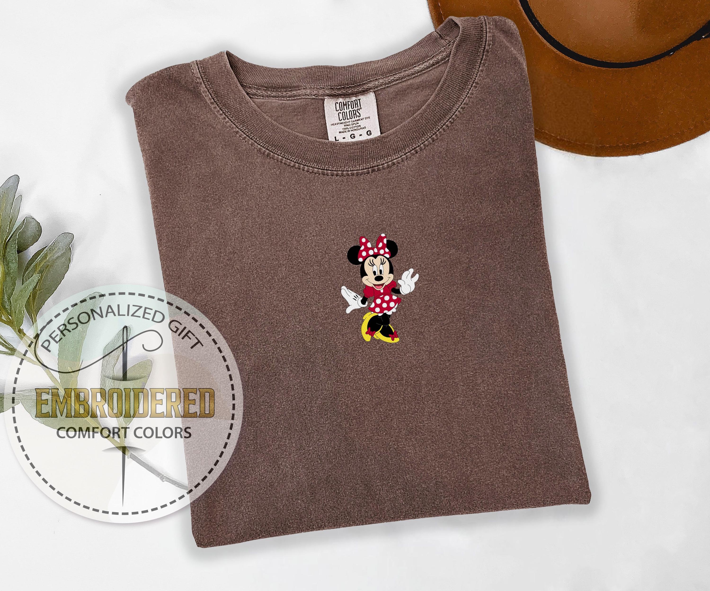 Custom Embroidered Mickey or Minnie Comfort Colors T-Shirt – Personalized Classic Disney Character Tee for Family or Couple - photo 2