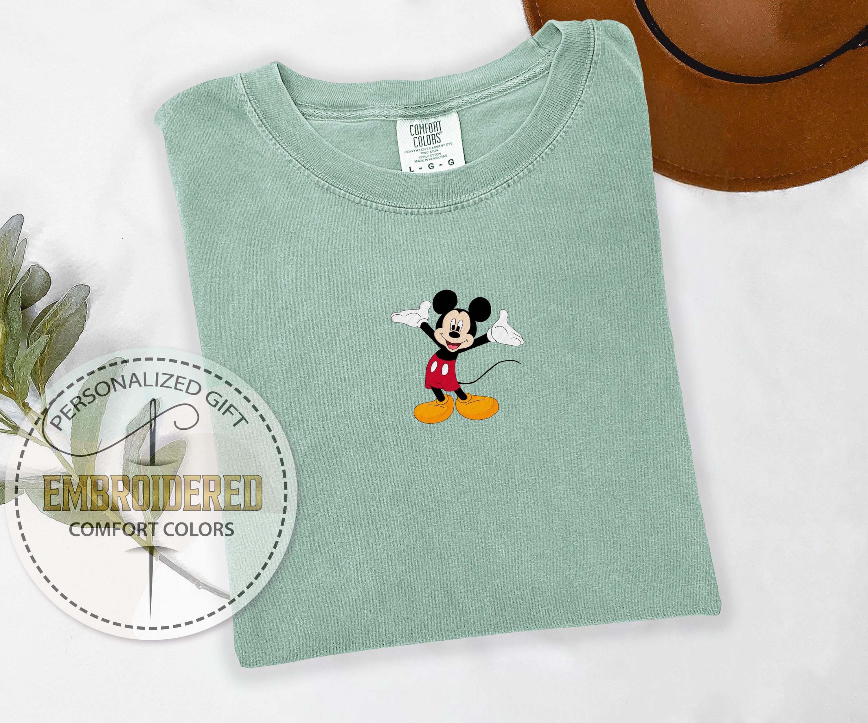 Custom Embroidered Mickey or Minnie Comfort Colors T-Shirt – Personalized Classic Disney Character Tee for Family or Couple - photo 3
