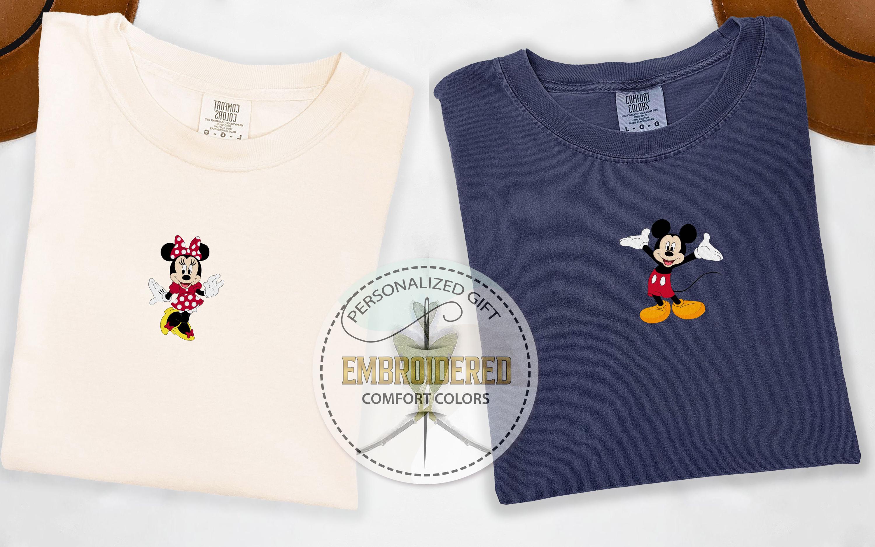 Embroidered Mickey and Minnie Disney Shirt – Comfort Colors Disneyland and Disneyworld Trip Tee, Gift for Her - photo 2