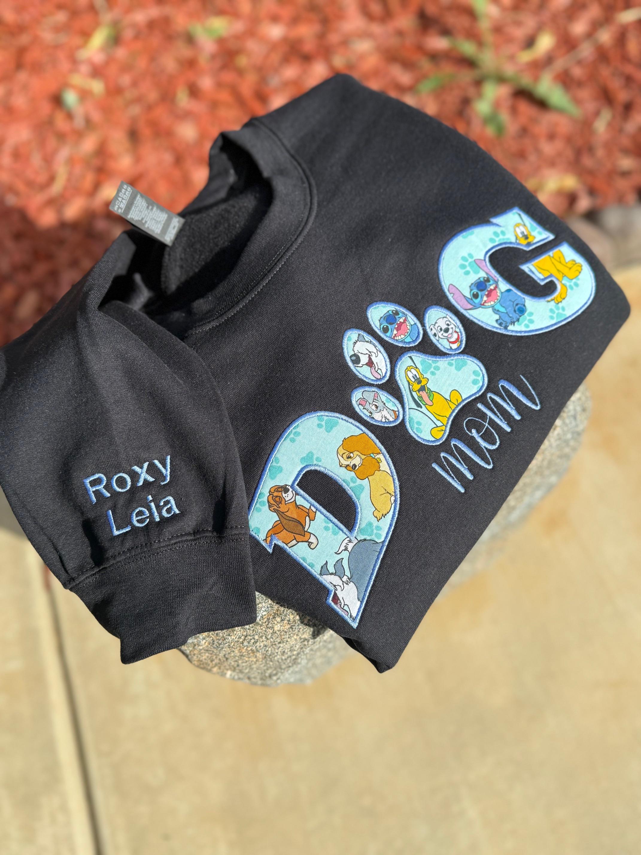 Custom Embroidered Appliqué Disney Dog Mom or Dad Sweatshirt – Personalized Pet Lover Gift Crewneck - photo 2