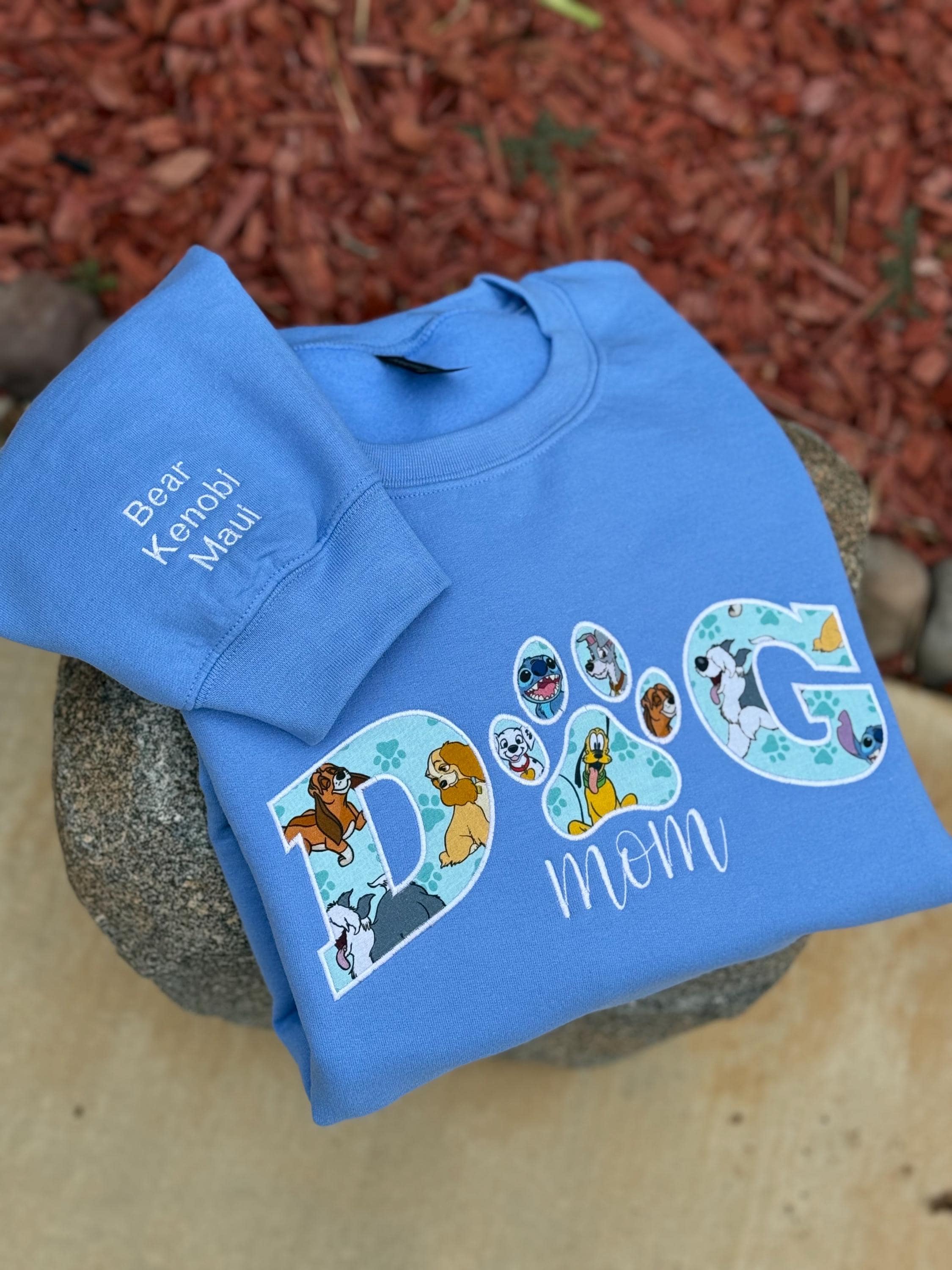 Custom Embroidered Appliqué Disney Dog Mom or Dad Sweatshirt – Personalized Pet Lover Gift Crewneck - photo 3