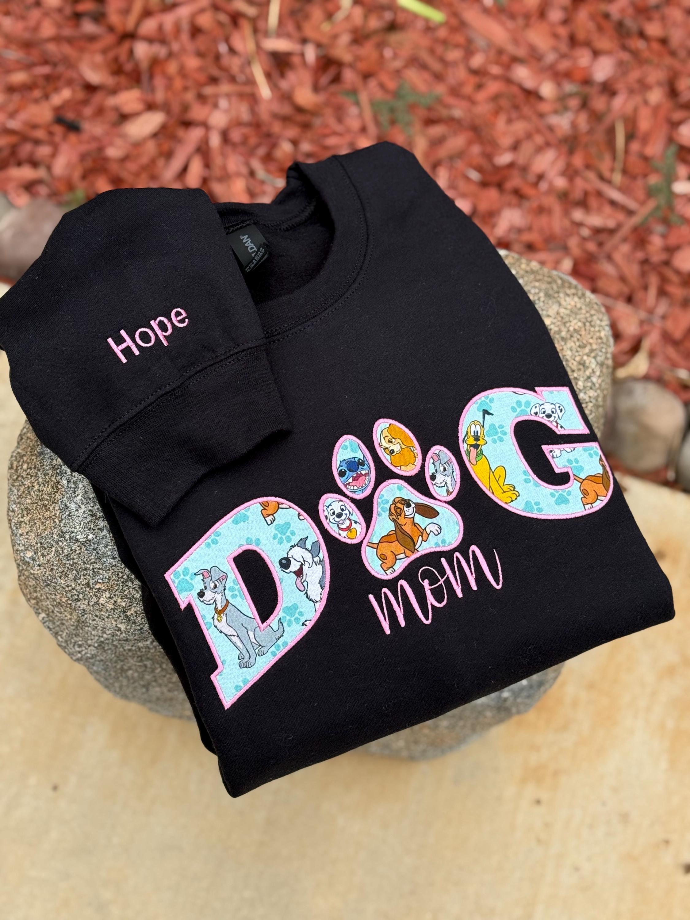 Custom Embroidered Appliqué Disney Dog Mom or Dad Sweatshirt – Personalized Pet Lover Gift Crewneck - photo 4