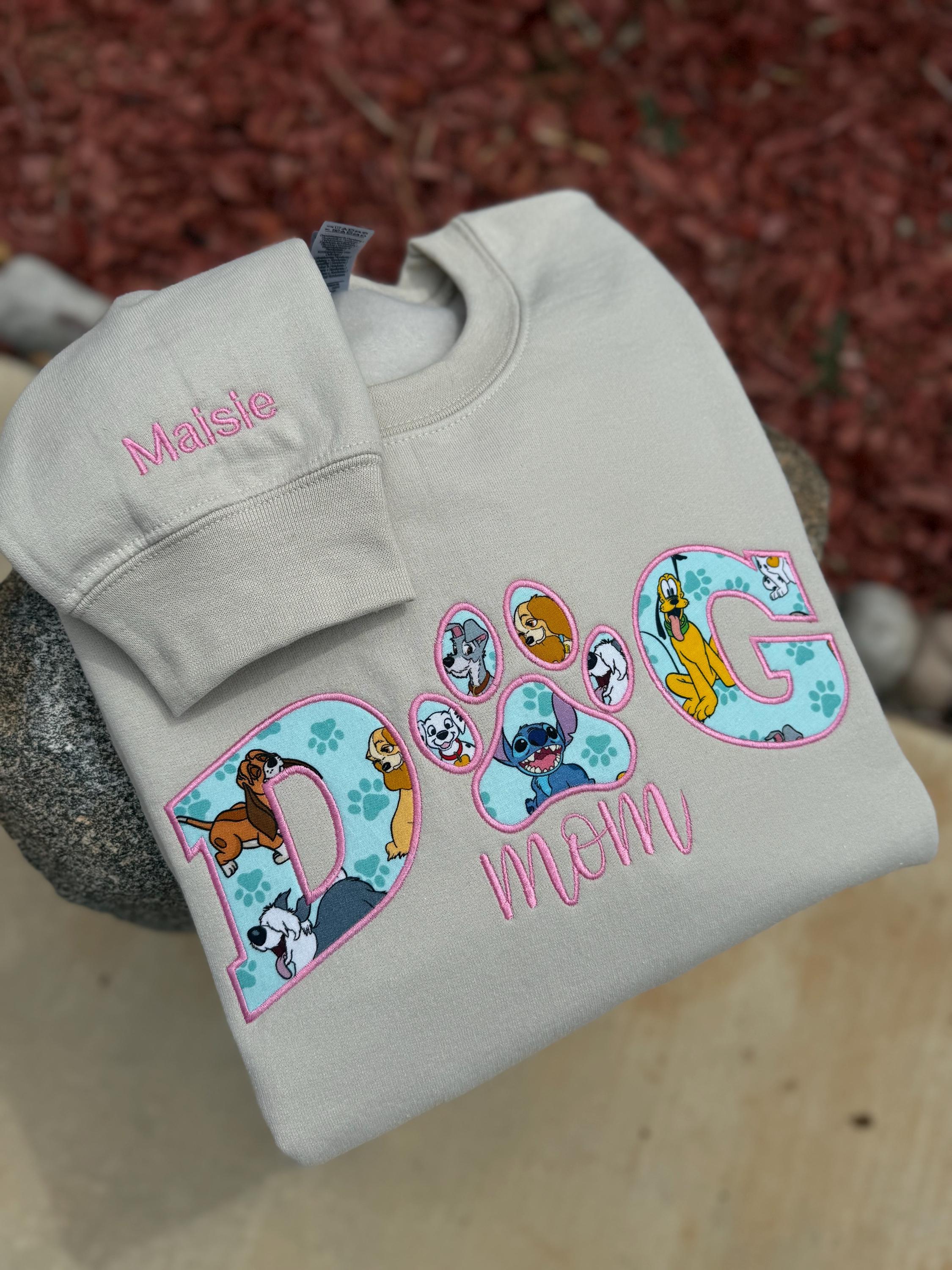 Custom Embroidered Appliqué Disney Dog Mom or Dad Sweatshirt – Personalized Pet Lover Gift Crewneck - photo 5