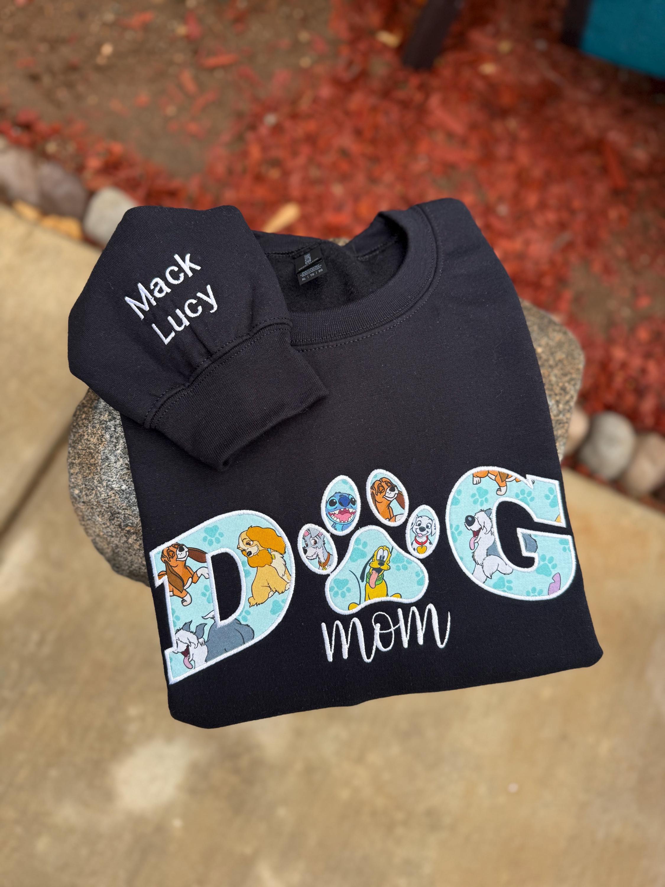 Custom Embroidered Appliqué Disney Dog Mom or Dad Sweatshirt – Personalized Pet Lover Gift Crewneck - photo 6