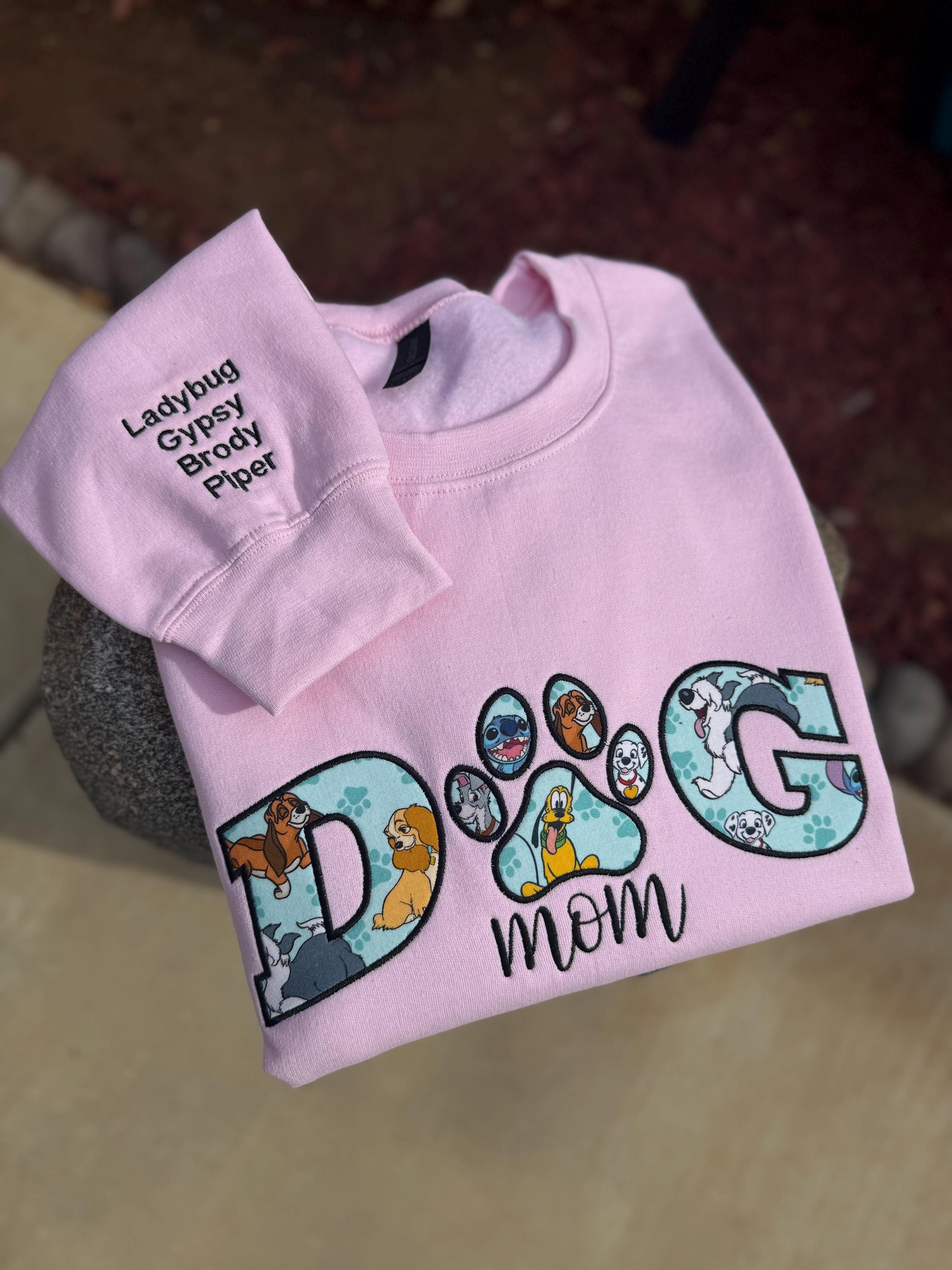 Custom Embroidered Appliqué Disney Dog Mom or Dad Sweatshirt – Personalized Pet Lover Gift Crewneck - photo 7