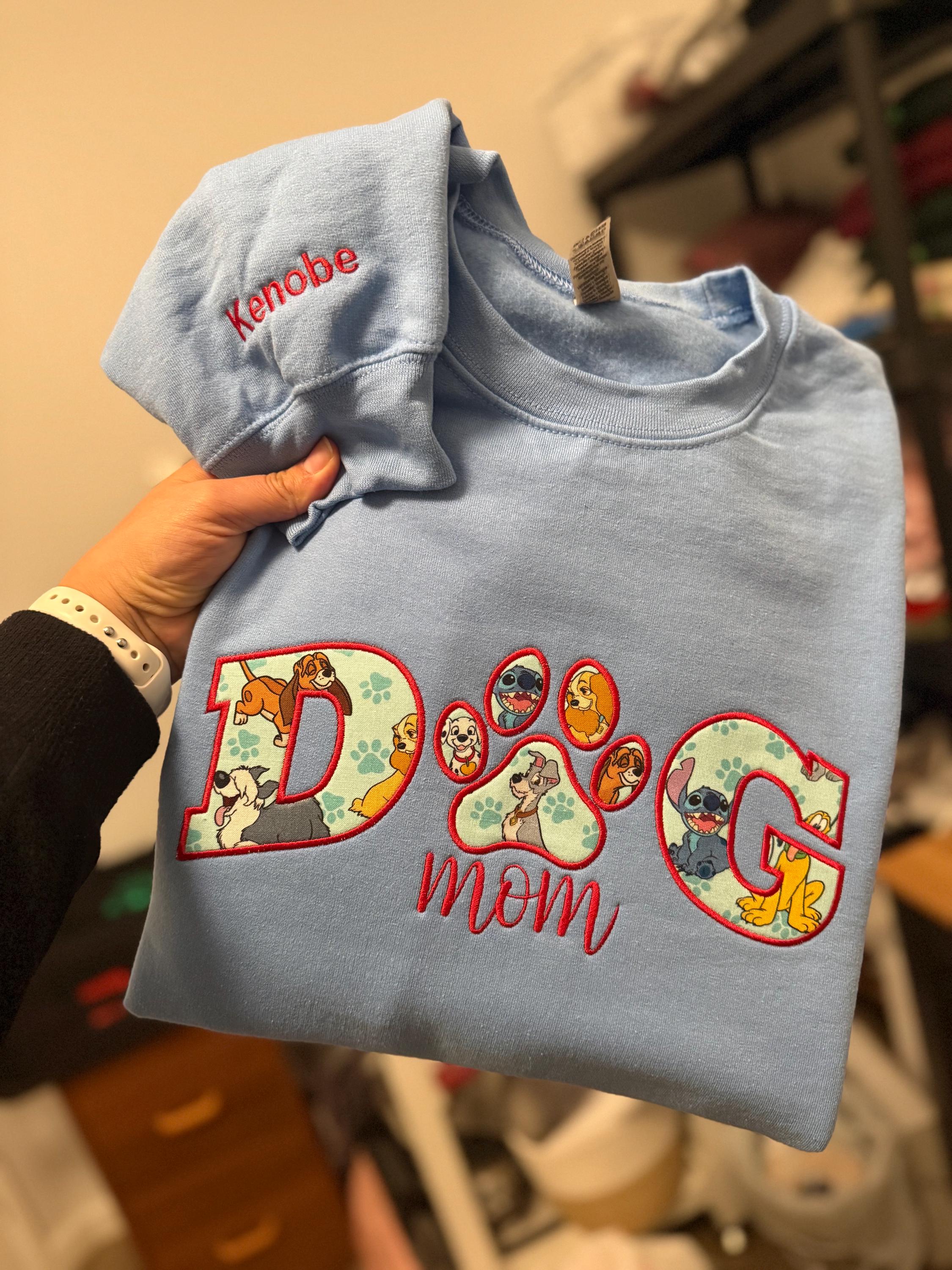 Custom Embroidered Appliqué Disney Dog Mom or Dad Sweatshirt – Personalized Pet Lover Gift Crewneck - photo 8