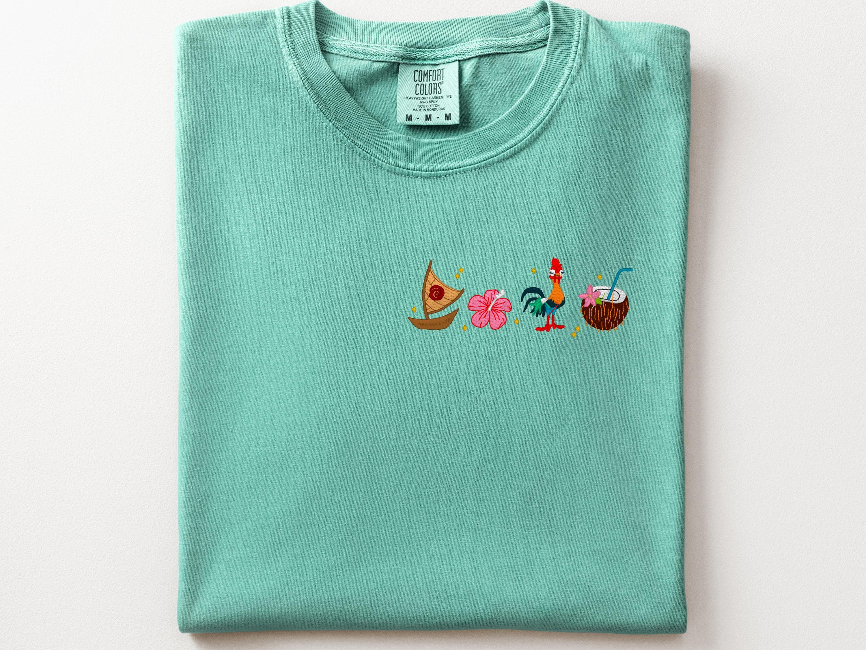 Moana Embroidered Comfort Colors T-Shirt – Disney Vacation Shirt with Embroidery for Theme Park Trips