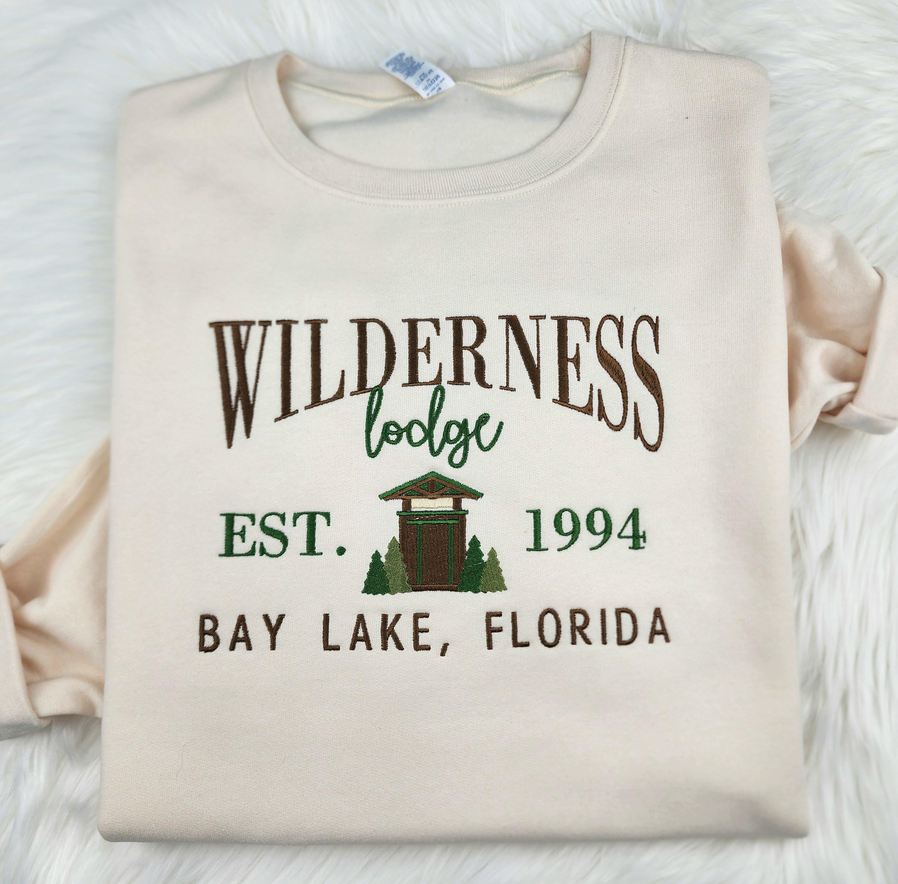 Wilderness Lodge Embroidered Disney Sweatshirt – Disney World Embroidery Crewneck Shirt for Resort Fans