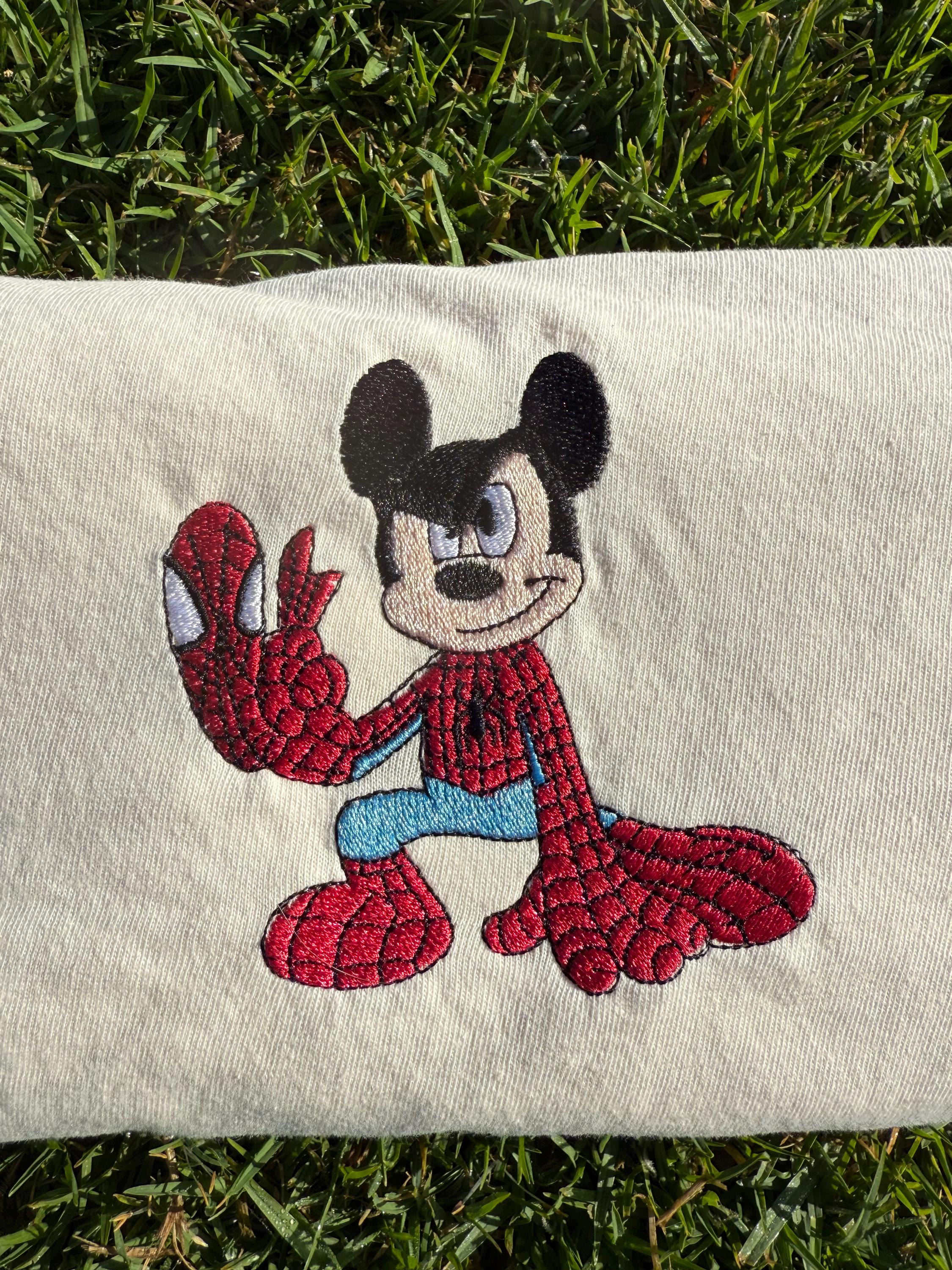 Spider Mickey Embroidered Tee – Disney Superhero Mickey Mouse Embroidery Shirt for Theme Park Trips - photo 3