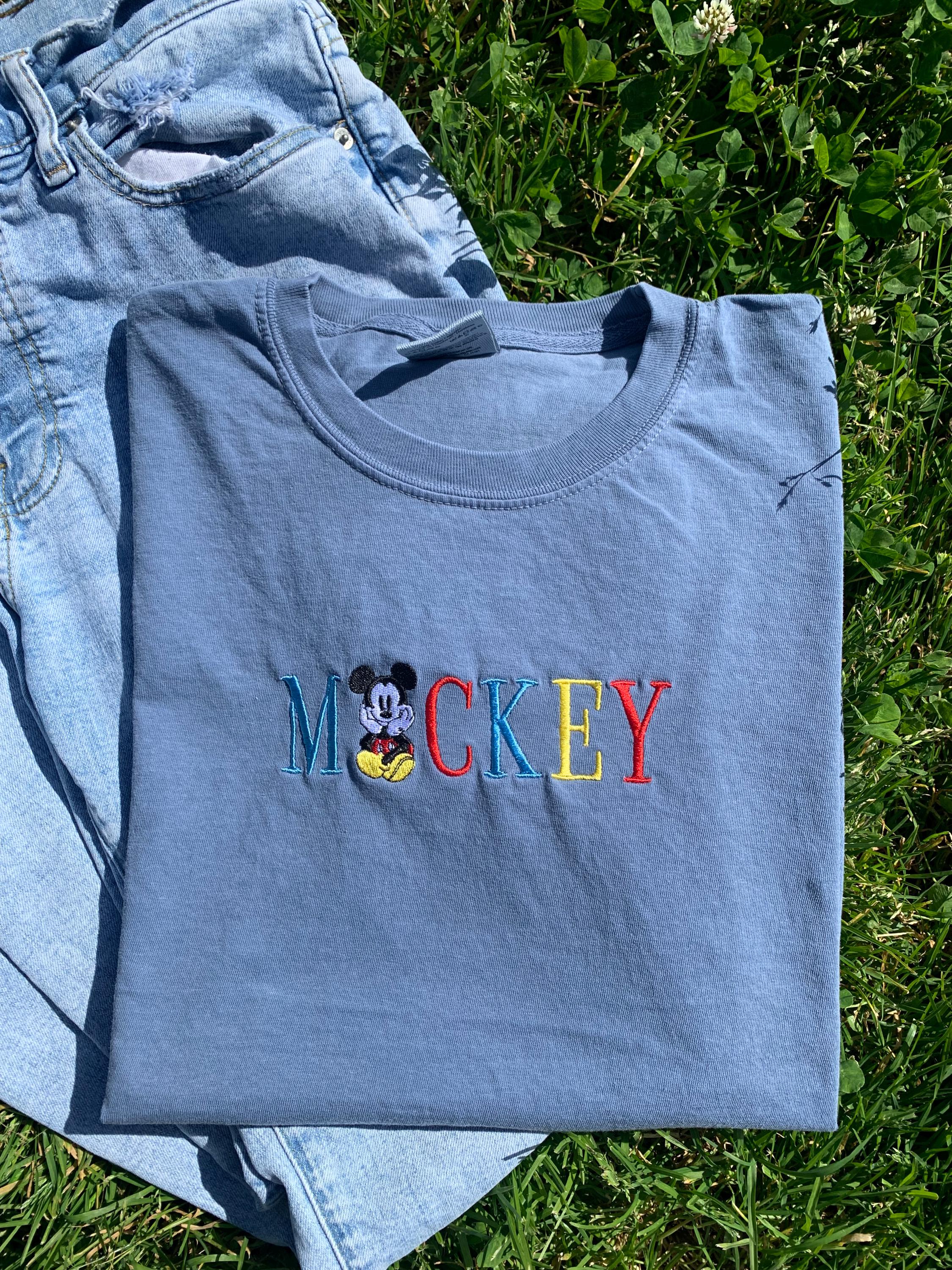 Vintage Mickey and Minnie Embroidered Tee or Sweater – Retro Disney Mouse Embroidery Shirt for Adults - photo 2