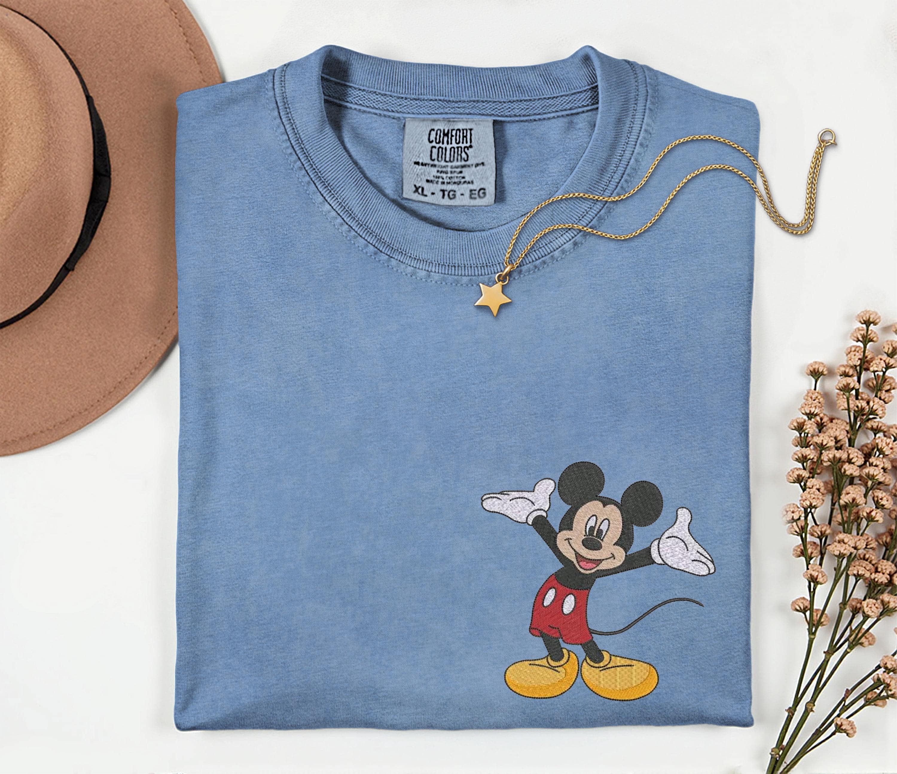 Embroidered Mickey Mouse Comfort Colors Disney Shirt – Disney World Vacation Matching Trip Tee with Embroidery
