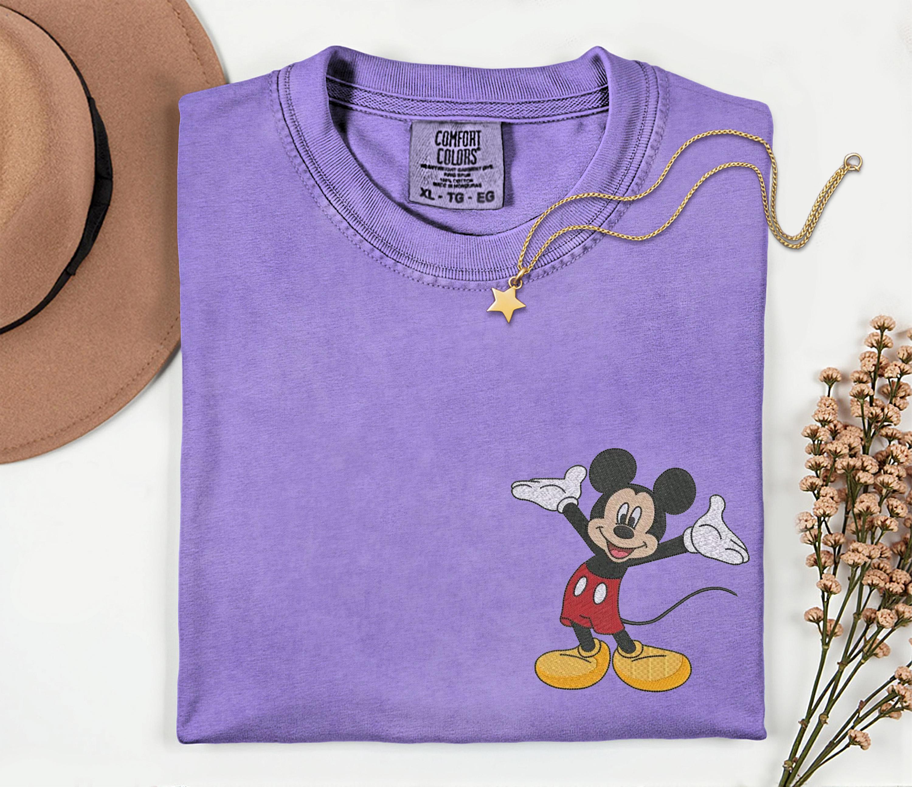 Embroidered Mickey Mouse Comfort Colors Disney Shirt – Disney World Vacation Matching Trip Tee with Embroidery - photo 4