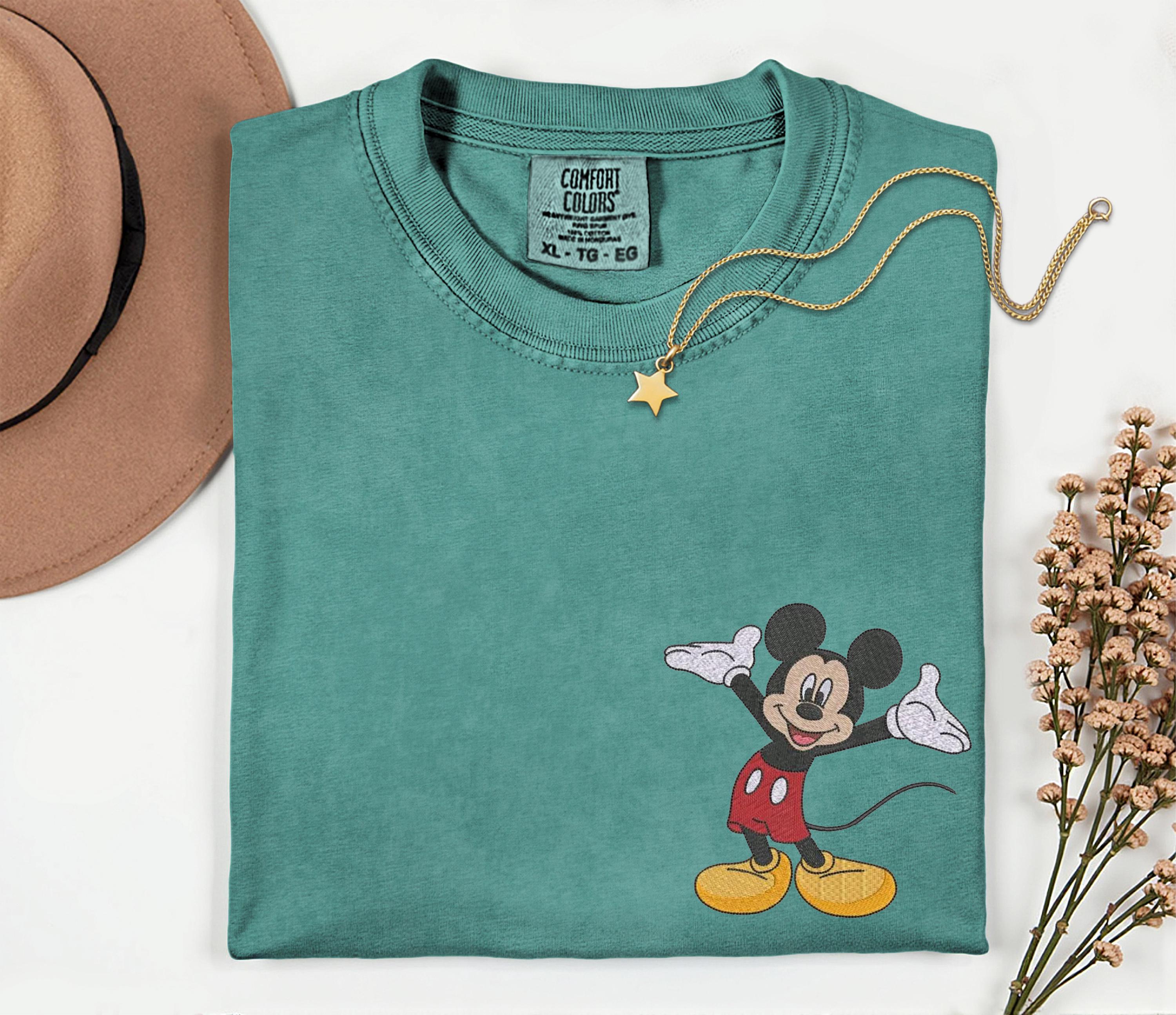 Embroidered Mickey Mouse Comfort Colors Disney Shirt – Disney World Vacation Matching Trip Tee with Embroidery - photo 5
