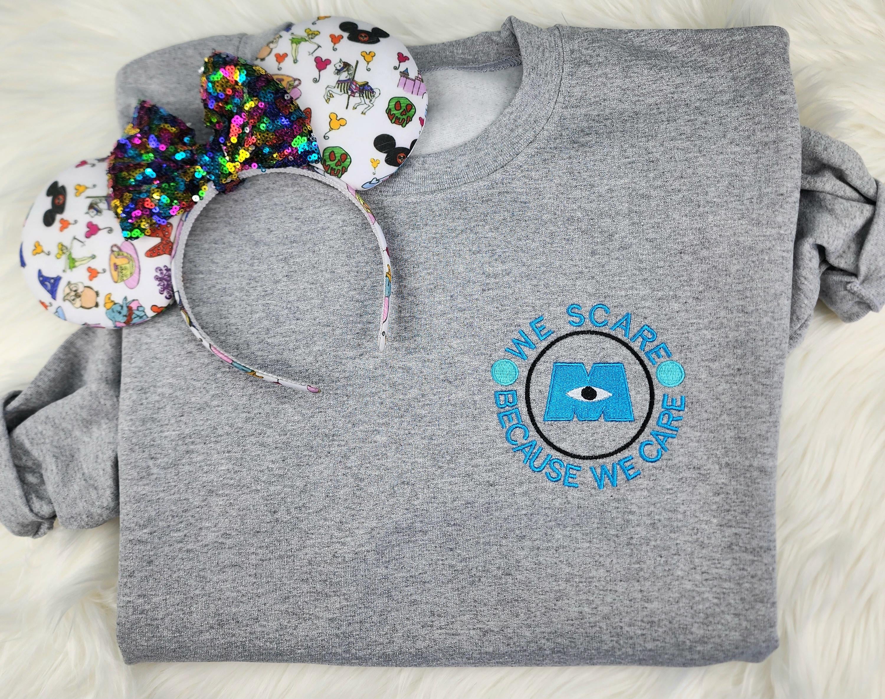 We Scare Because We Care Embroidered Sweatshirt – Monsters Inc Disney Shirt with Embroidery for Fans - photo 2