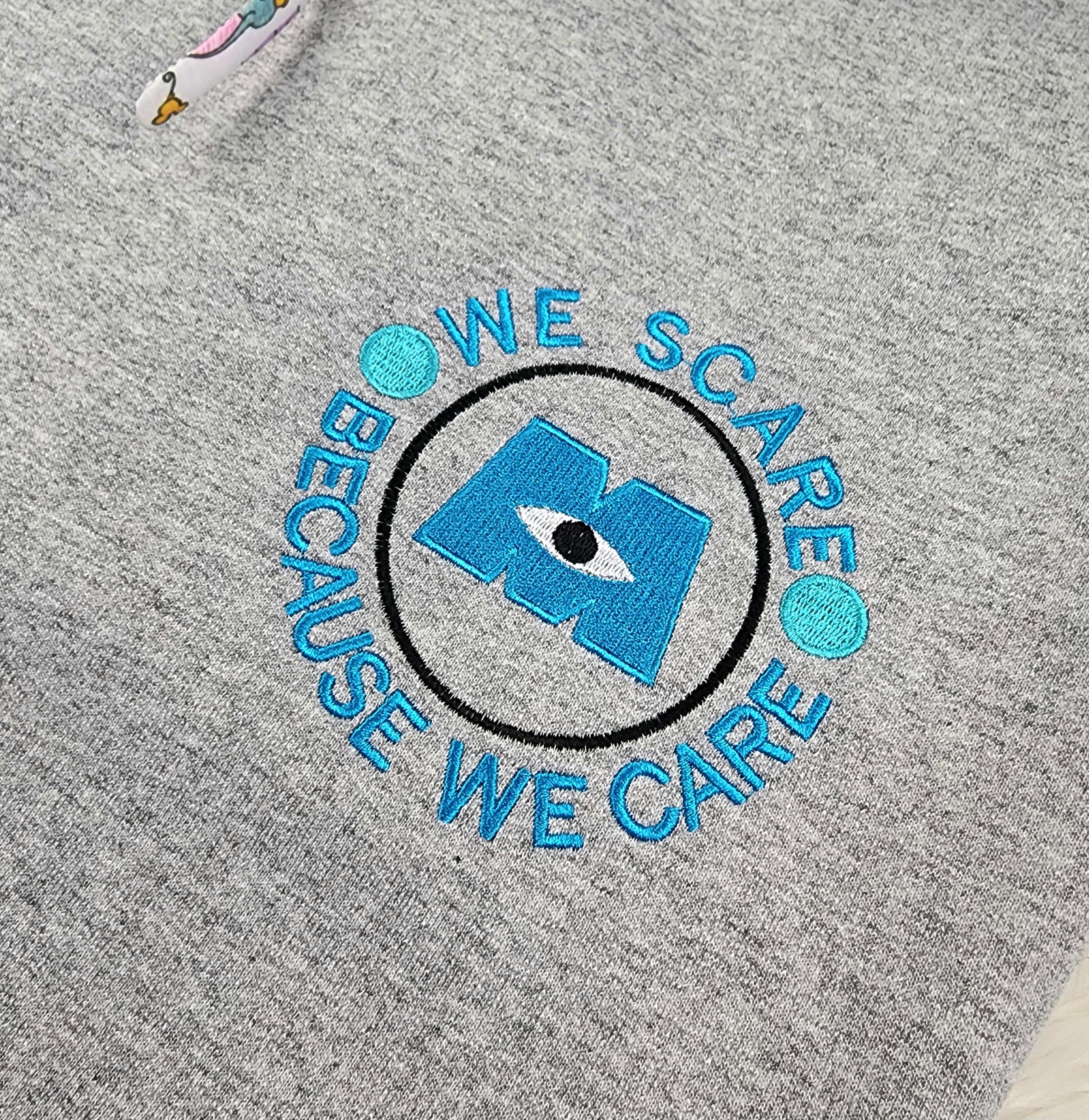 We Scare Because We Care Embroidered Sweatshirt – Monsters Inc Disney Shirt with Embroidery for Fans - photo 3