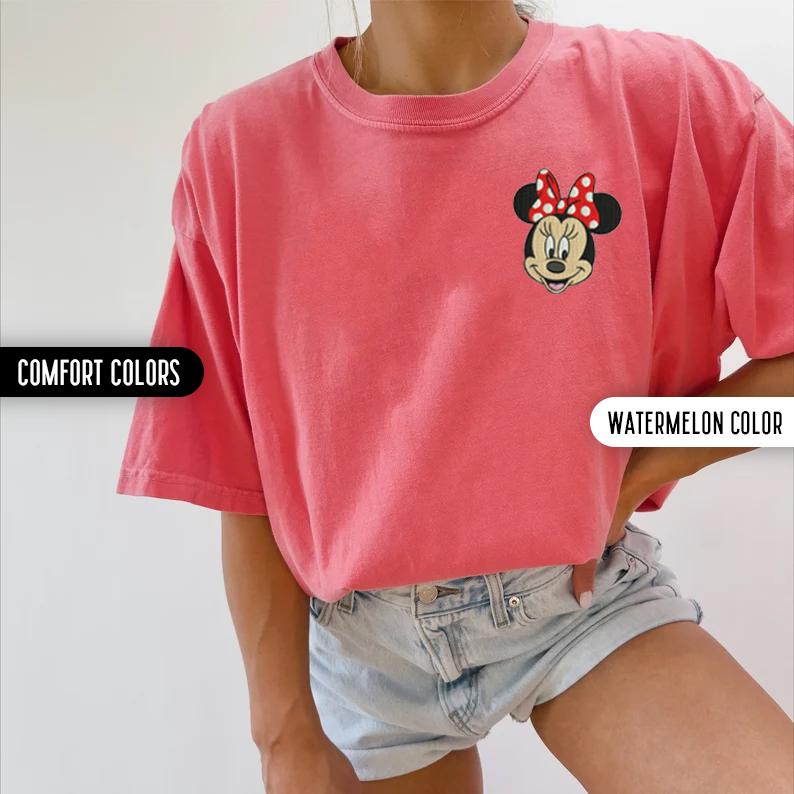 Embroidered Minnie Mouse and Mickey Mouse Comfort Colors Shirt – Disney World Trip Vacation Matching Tees - photo 3