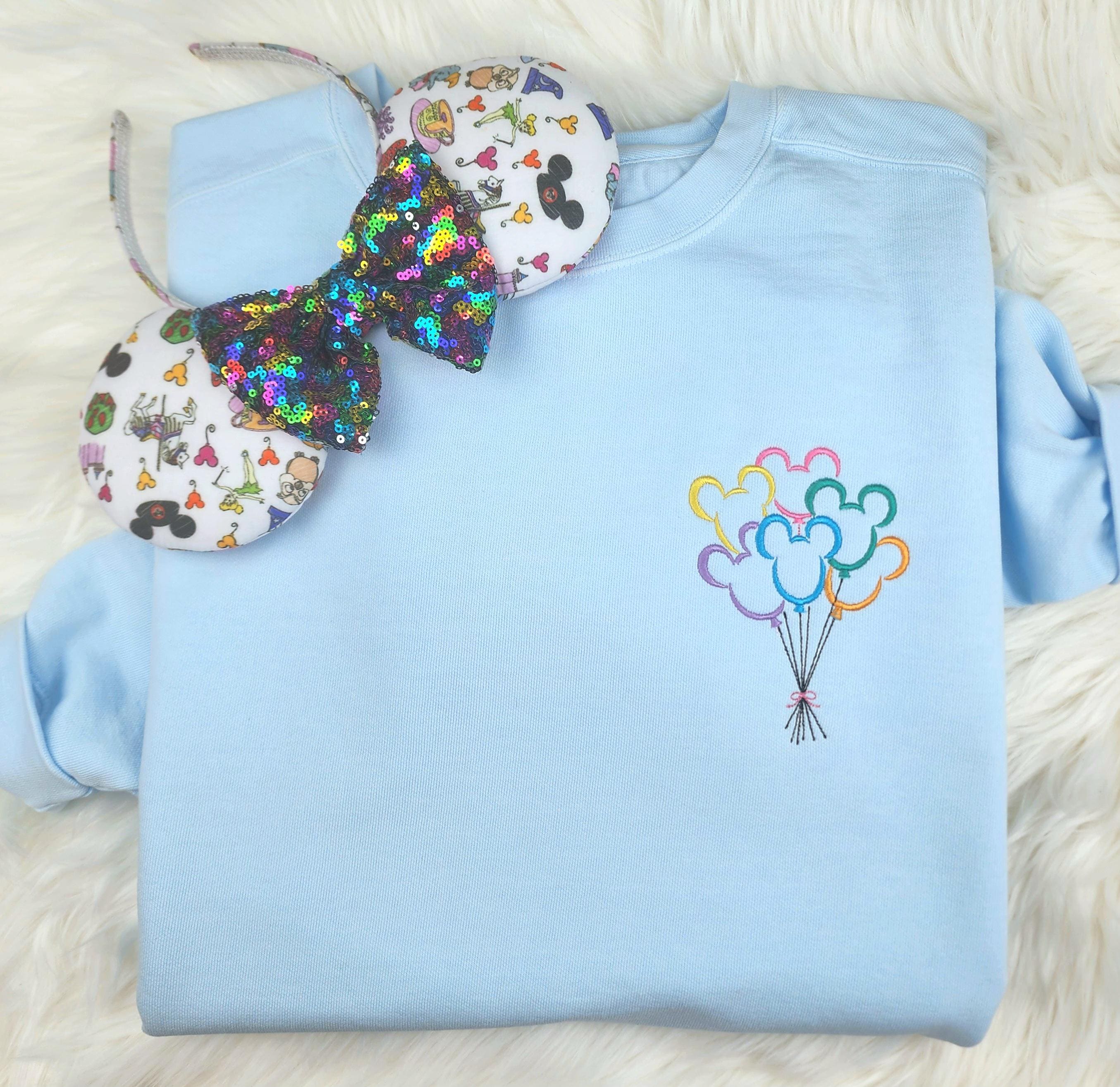 Mickey Balloons Embroidered Sweatshirt – Disney Mickey Embroidery Crewneck Shirt for Theme Park Trips - photo 1