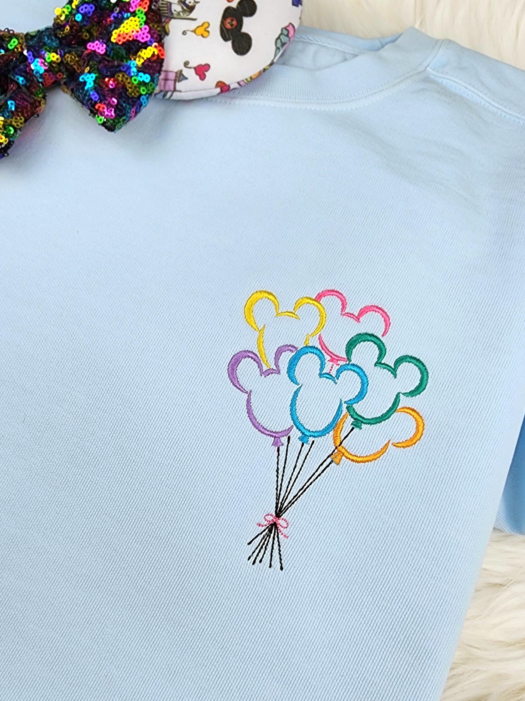 Mickey Balloons Embroidered Sweatshirt – Disney Mickey Embroidery Crewneck Shirt for Theme Park Trips - photo 2