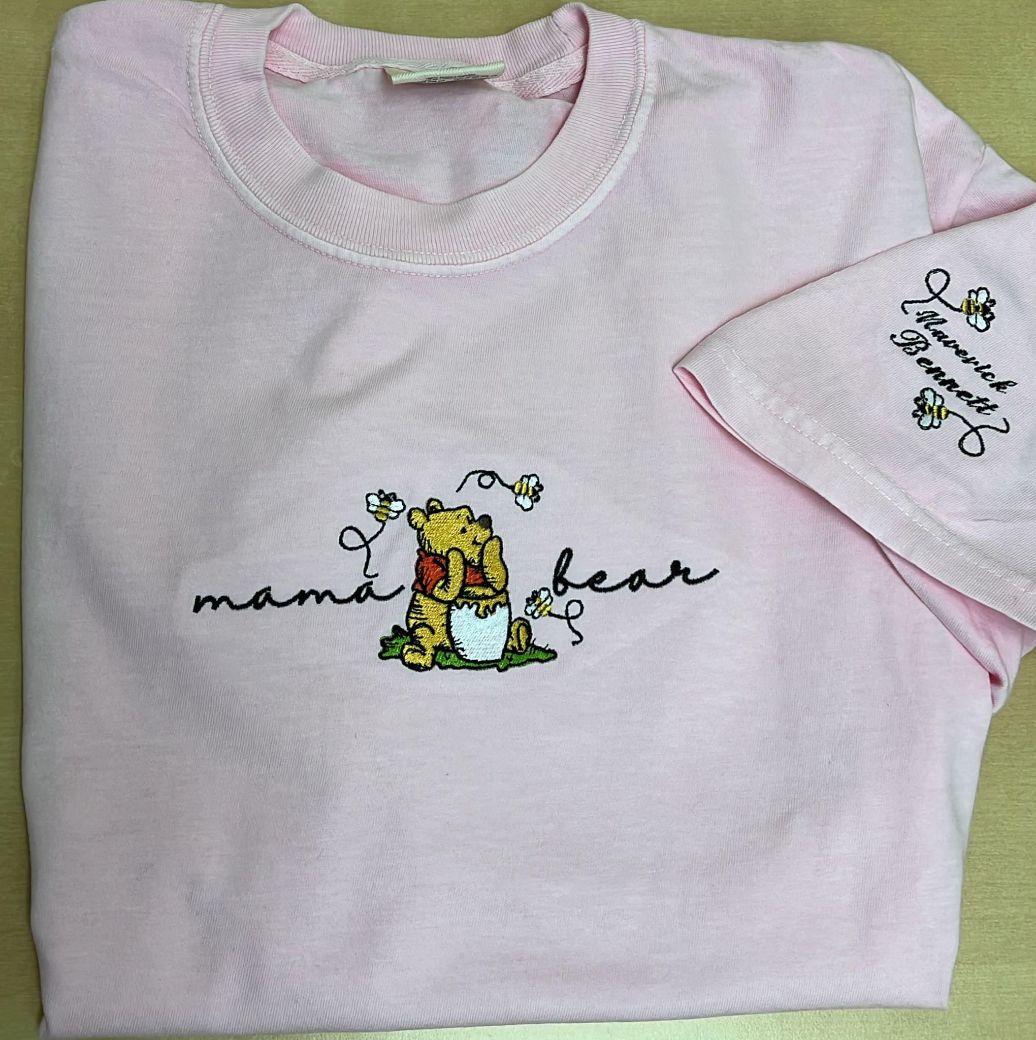 Custom Embroidered Mama Bear Disney Sweatshirt with Kids Names on Sleeve – Mother's Day Mom Gift Shirt - photo 2