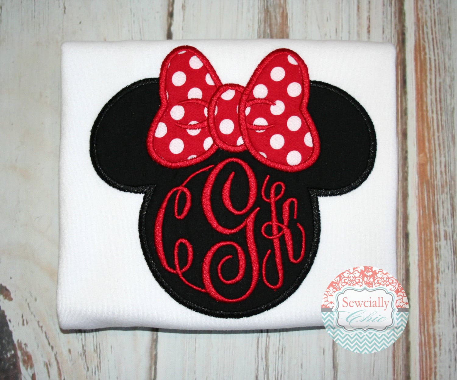Embroidered Minnie Mouse Appliqué Shirt – Personalized Monogram Disney Tee for Kids and Family