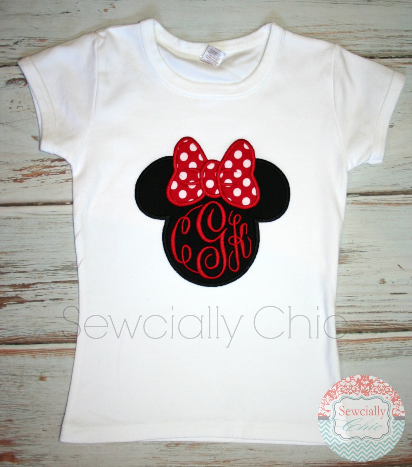 Embroidered Minnie Mouse Appliqué Shirt – Personalized Monogram Disney Tee for Kids and Family - photo 2