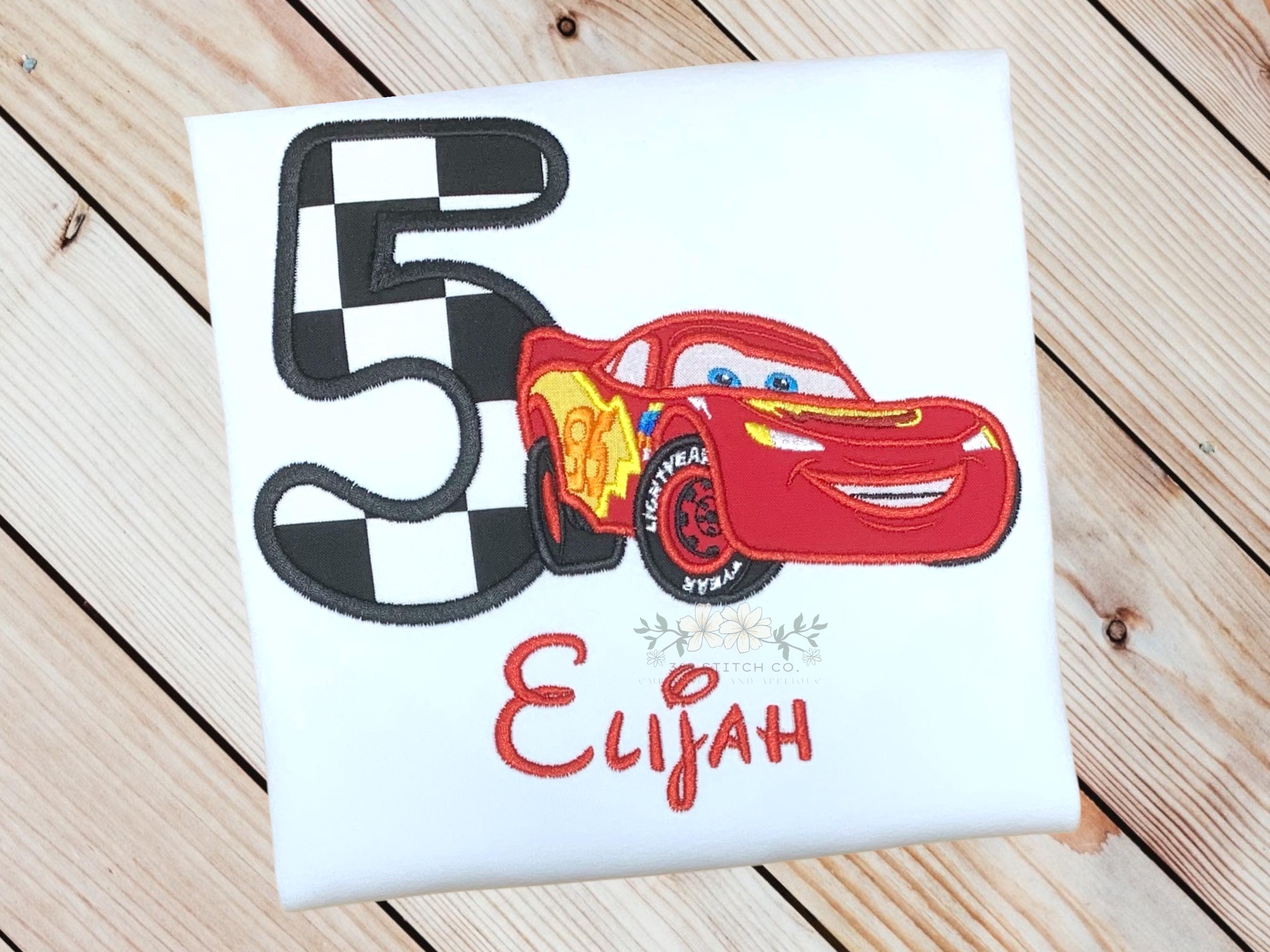 Personalized Lightning McQueen Race Car Birthday Shirt – Embroidered Custom Name Disney Kids Tee for Ages 1 to 9 - photo 6