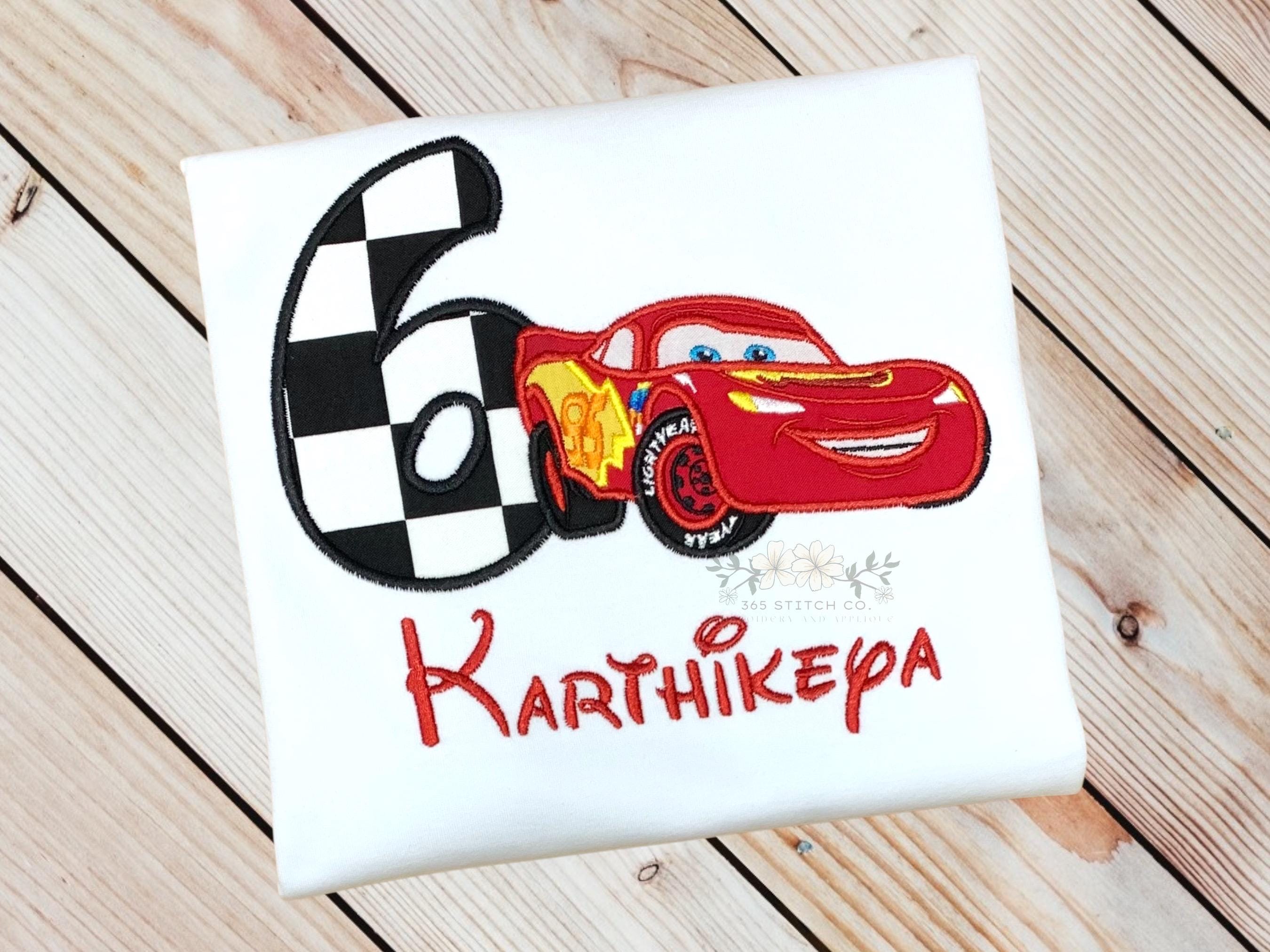 Personalized Lightning McQueen Race Car Birthday Shirt – Embroidered Custom Name Disney Kids Tee for Ages 1 to 9 - photo 7