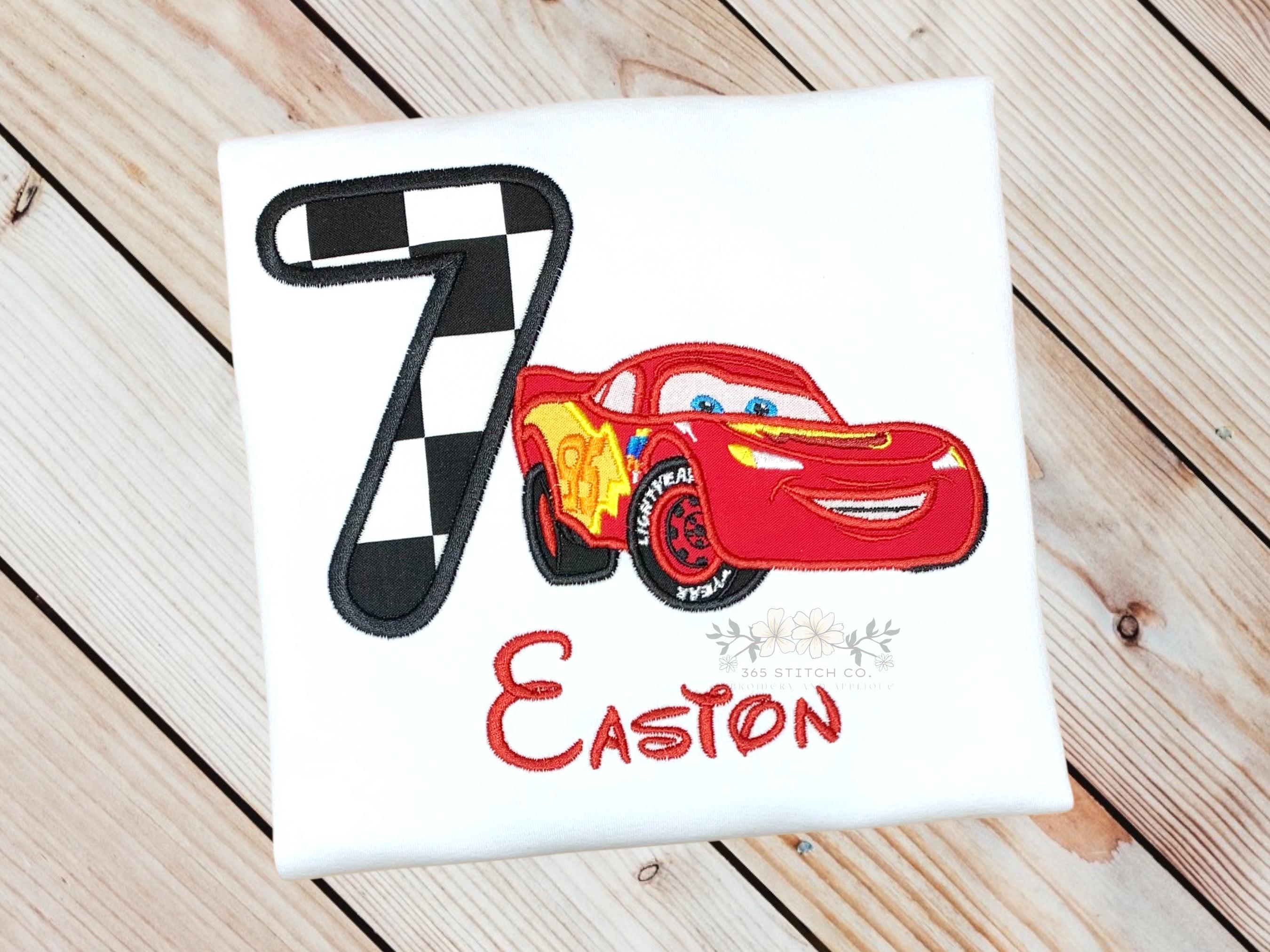 Personalized Lightning McQueen Race Car Birthday Shirt – Embroidered Custom Name Disney Kids Tee for Ages 1 to 9 - photo 8