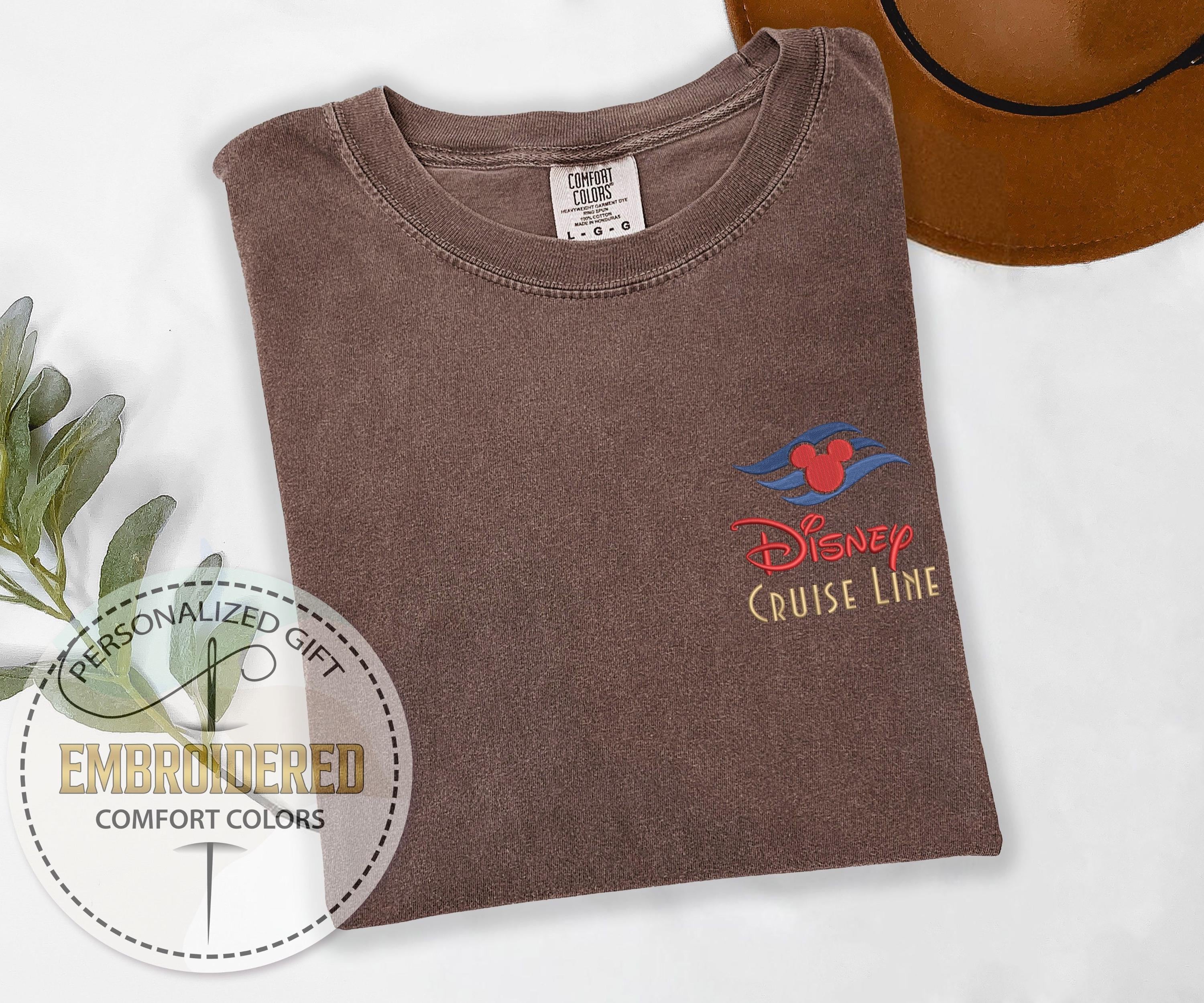 Disney Cruise Line Embroidered Comfort Colors Tee with Mickey Pocket – Nautical Cruise Trip Gift for Disney Moms - photo 2