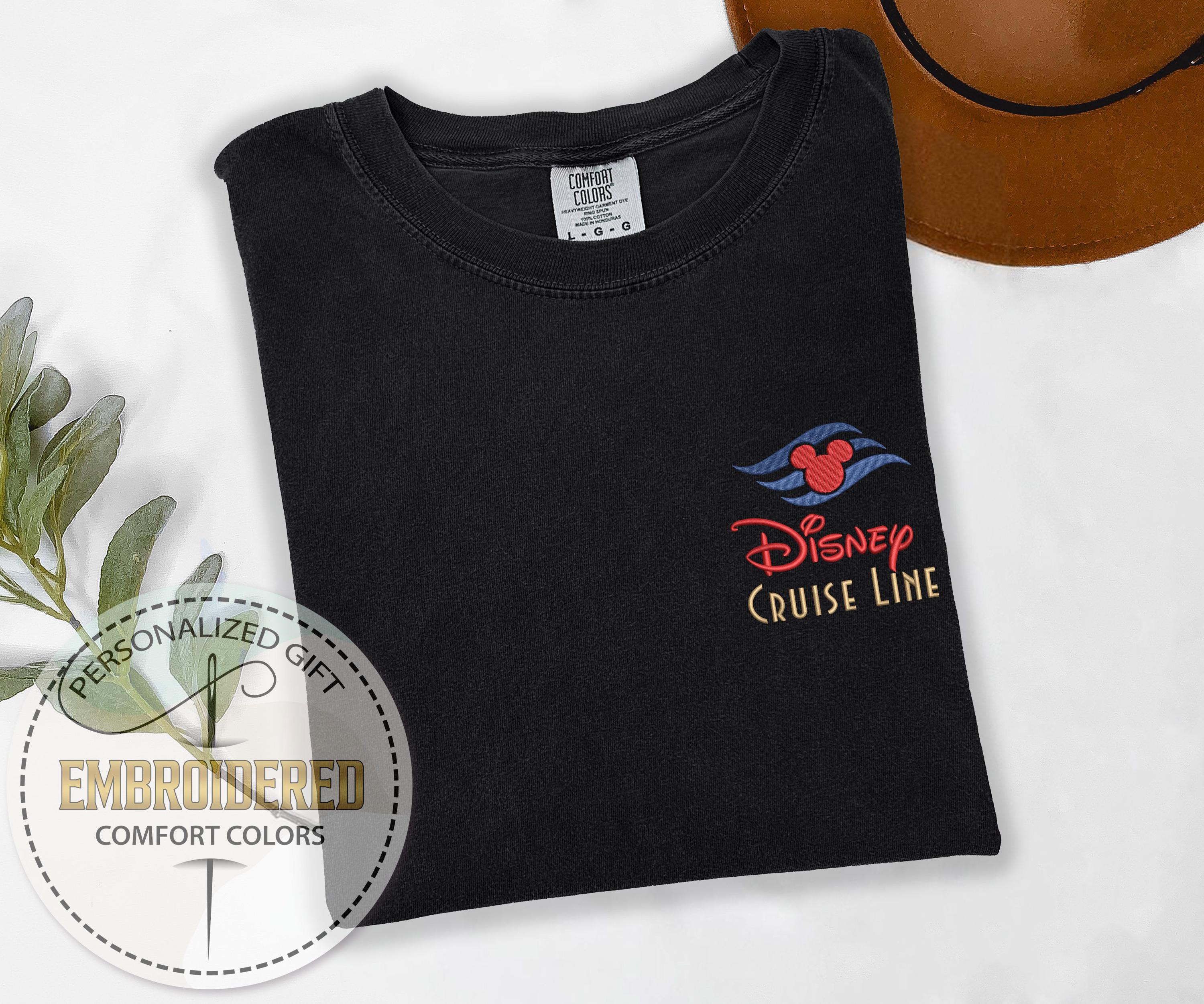 Disney Cruise Line Embroidered Comfort Colors Tee with Mickey Pocket – Nautical Cruise Trip Gift for Disney Moms - photo 4