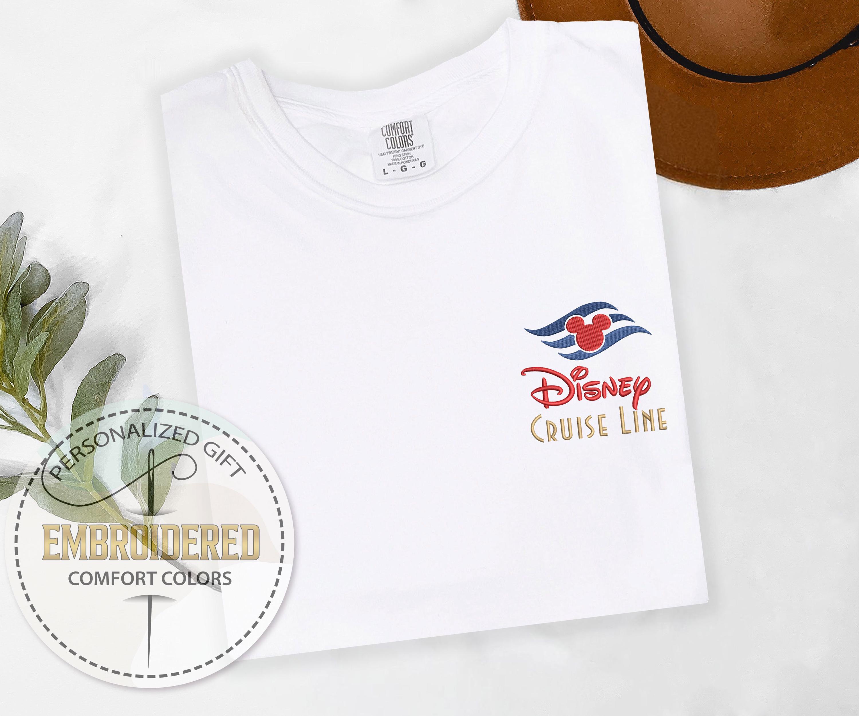 Disney Cruise Line Embroidered Comfort Colors Tee with Mickey Pocket – Nautical Cruise Trip Gift for Disney Moms - photo 5