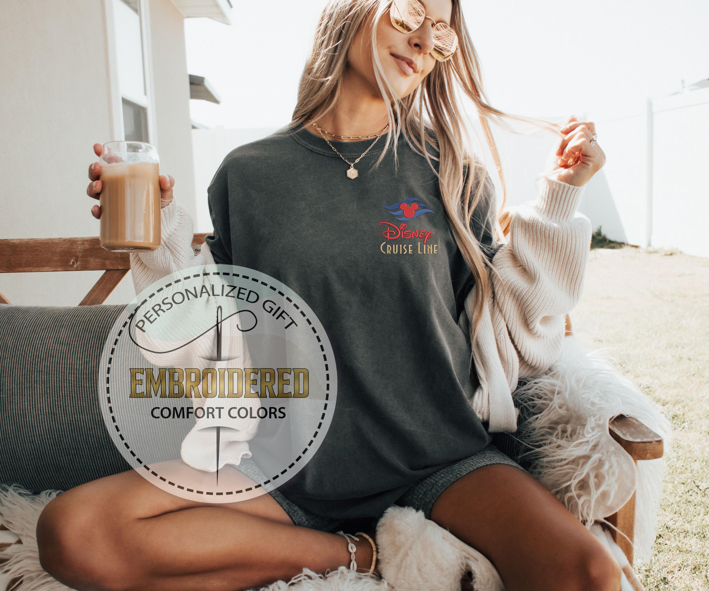 Disney Cruise Line Embroidered Comfort Colors Tee with Mickey Pocket – Nautical Cruise Trip Gift for Disney Moms - photo 7