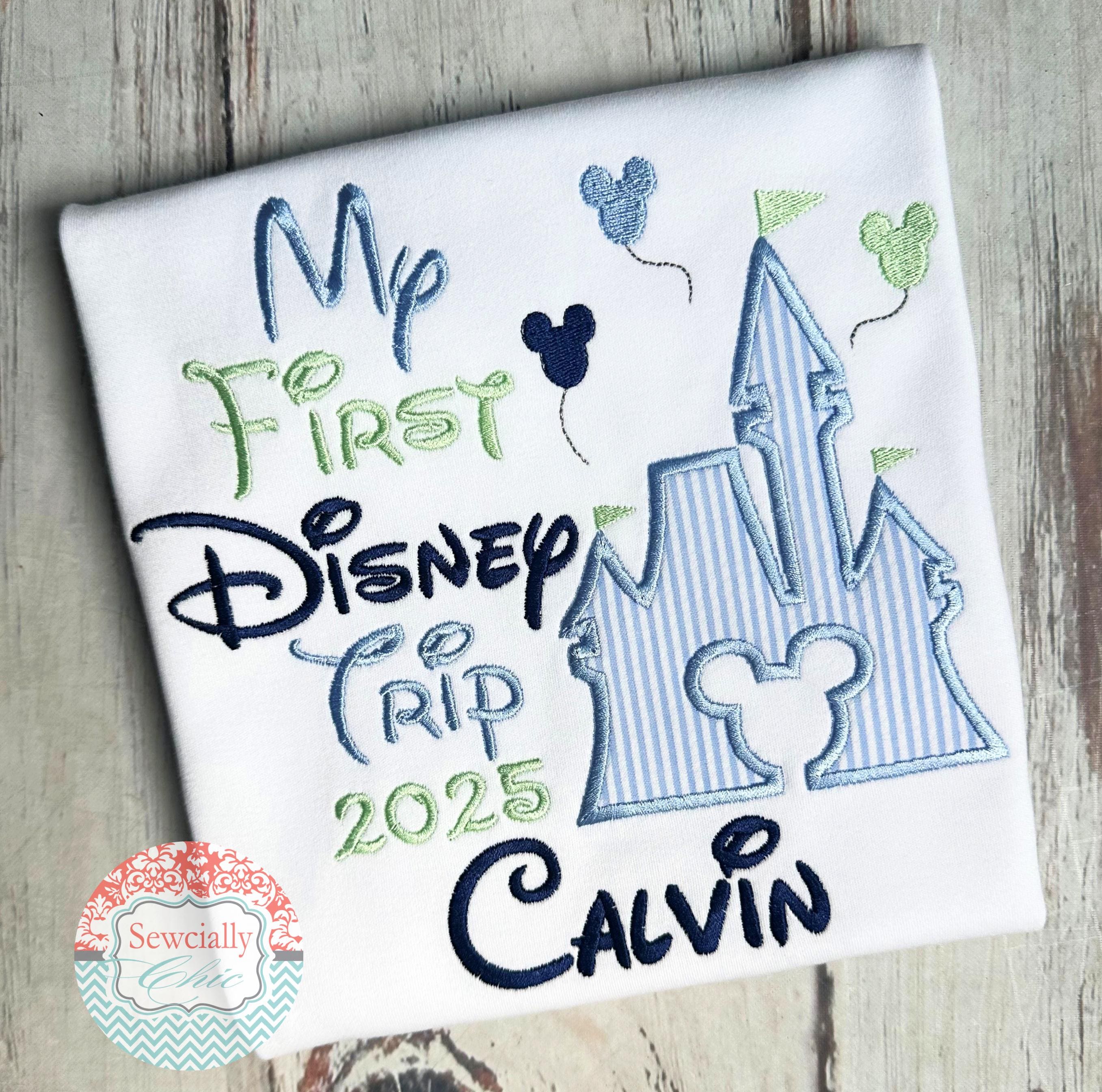 Embroidered Seersucker First Disney Trip Shirt – My First Trip to Disneyland and Disney World Tee