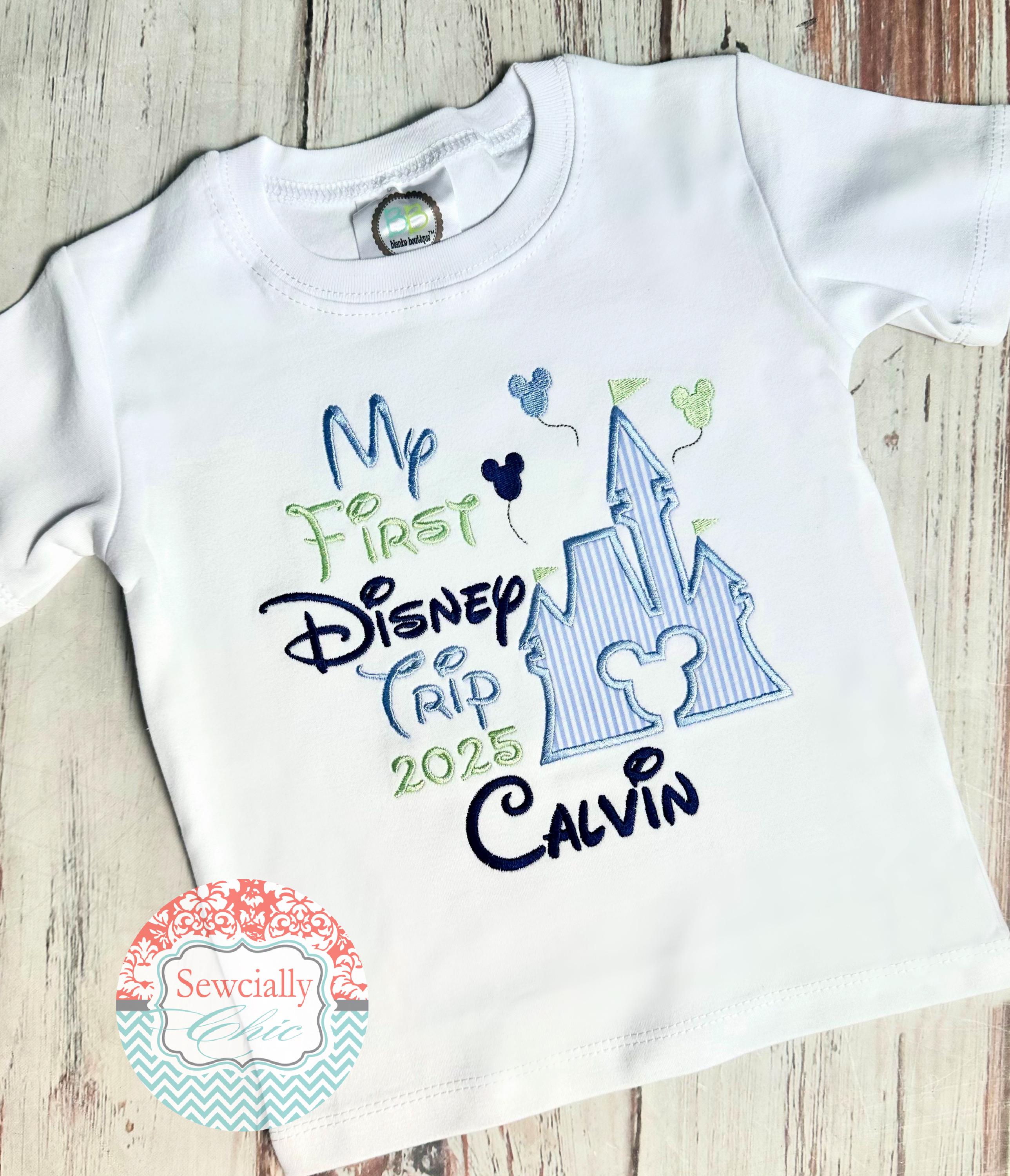 Embroidered Seersucker First Disney Trip Shirt – My First Trip to Disneyland and Disney World Tee - photo 2